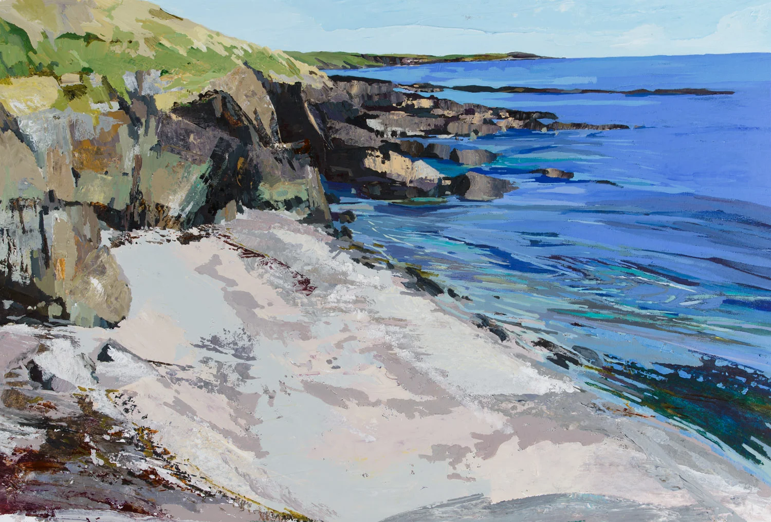 "Simon's Cove in October" Framed size 60 x 78cm, Acrylic on watercolour paper. Under Glass. Since shipping costs for originals vary greatly depending on destination, please talk to Geraldine directly if you are interested in a painting at ++353-(0)87-683 1751