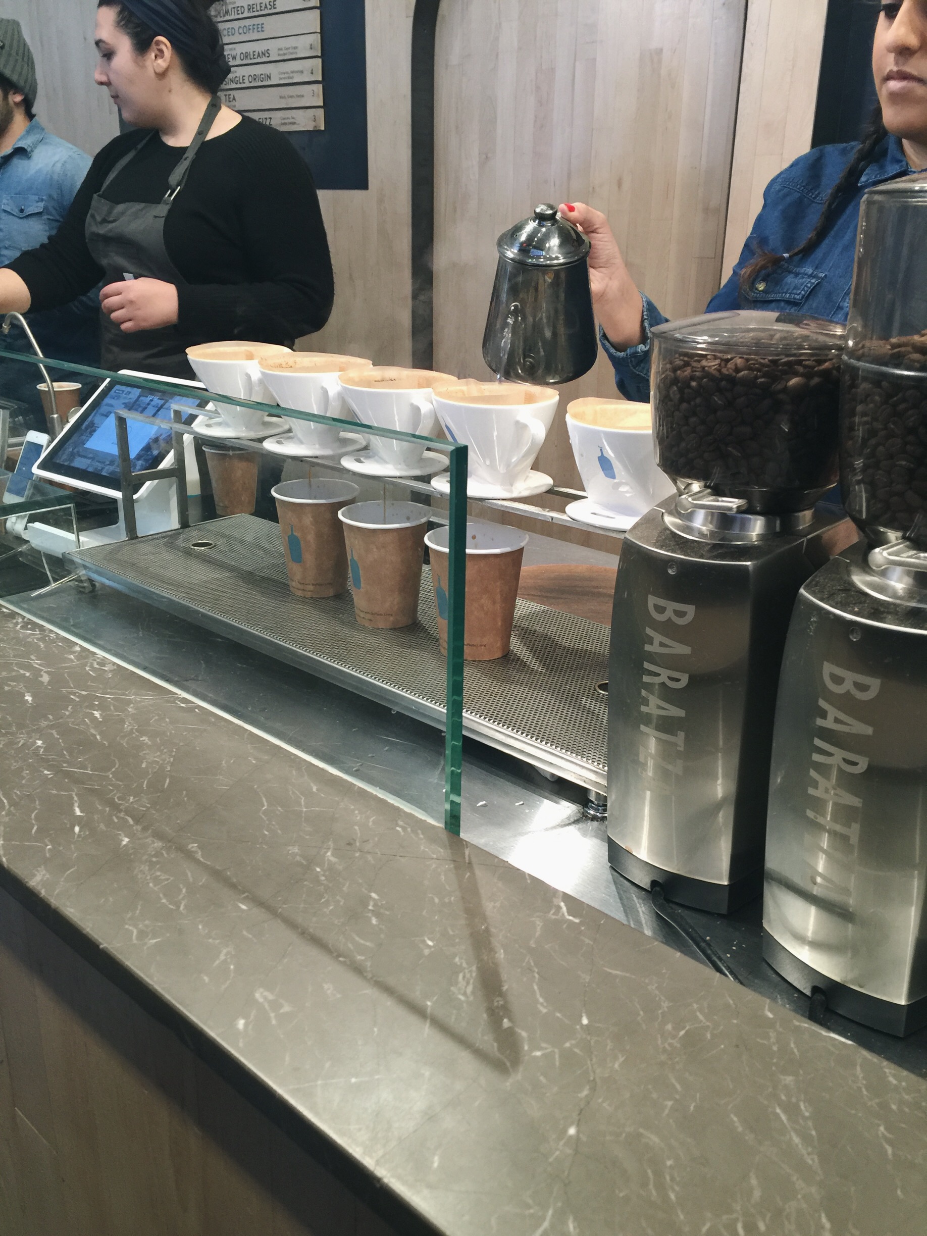 Pitstop at Blue Bottle coffee, right next to Milk...Studios! (haha get it?!)