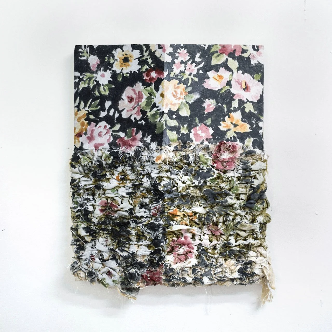 Flores Negras, 2023, 12"x 15", Acrylic on Mixed Fabrics