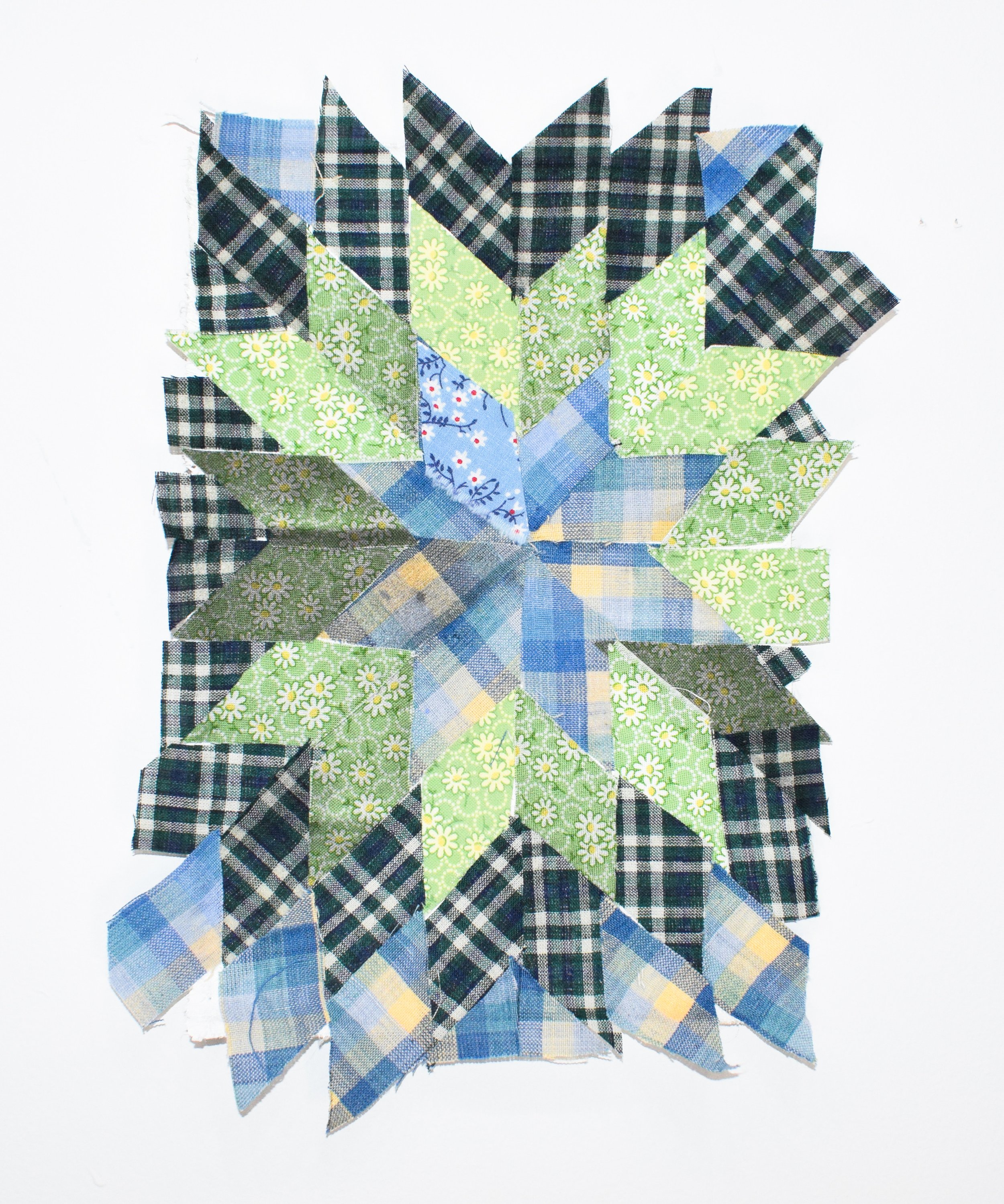 Estrella 1, 8"x 10.5", Mixed hand dyed fabrics on canvas, 2026