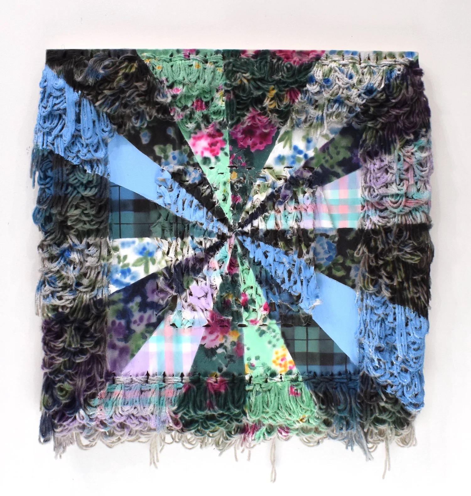 Estrella Matutina, 24"x 24", Acrylic on mixed fabrics, 2024