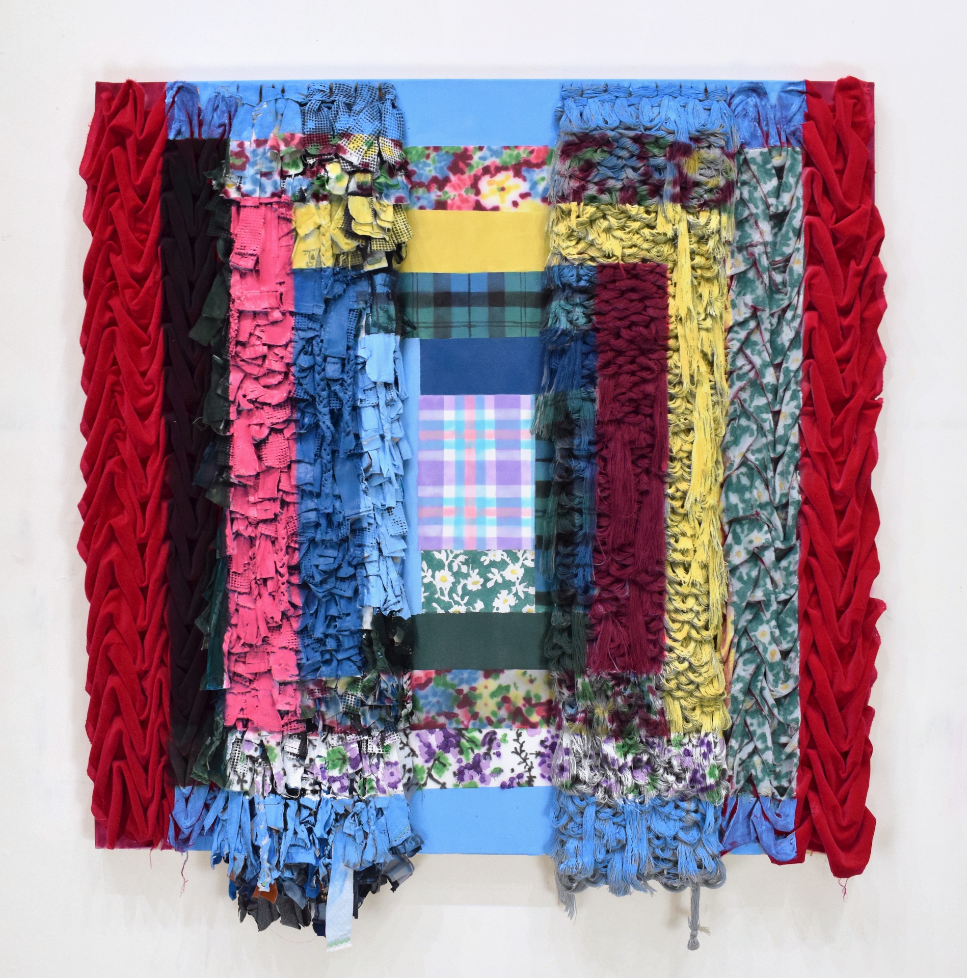 Vertice, 2024, 60"x 60", Acrylic on Mixed Fabrics