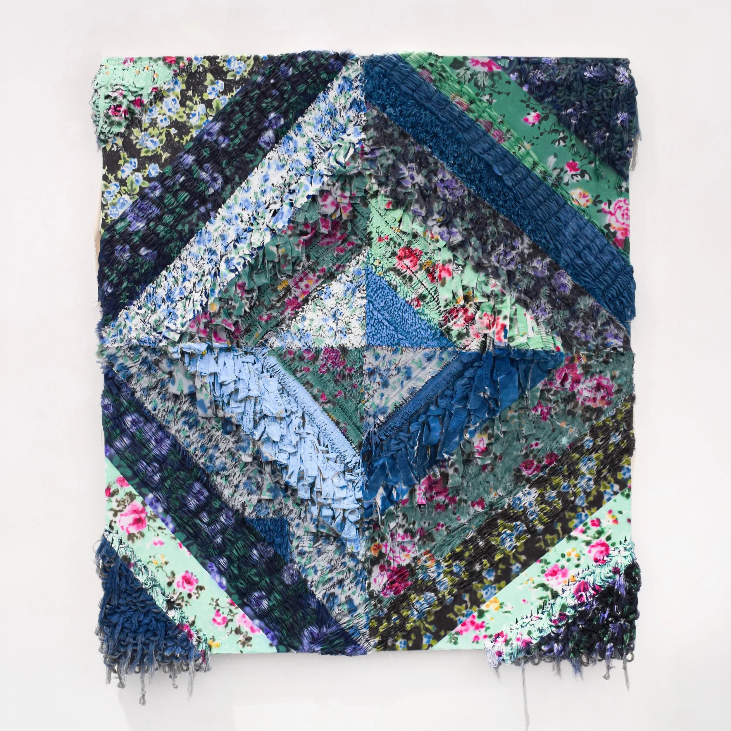 Inanna, 2024, 58"x 66", Acrylic on Mixed Fabrics