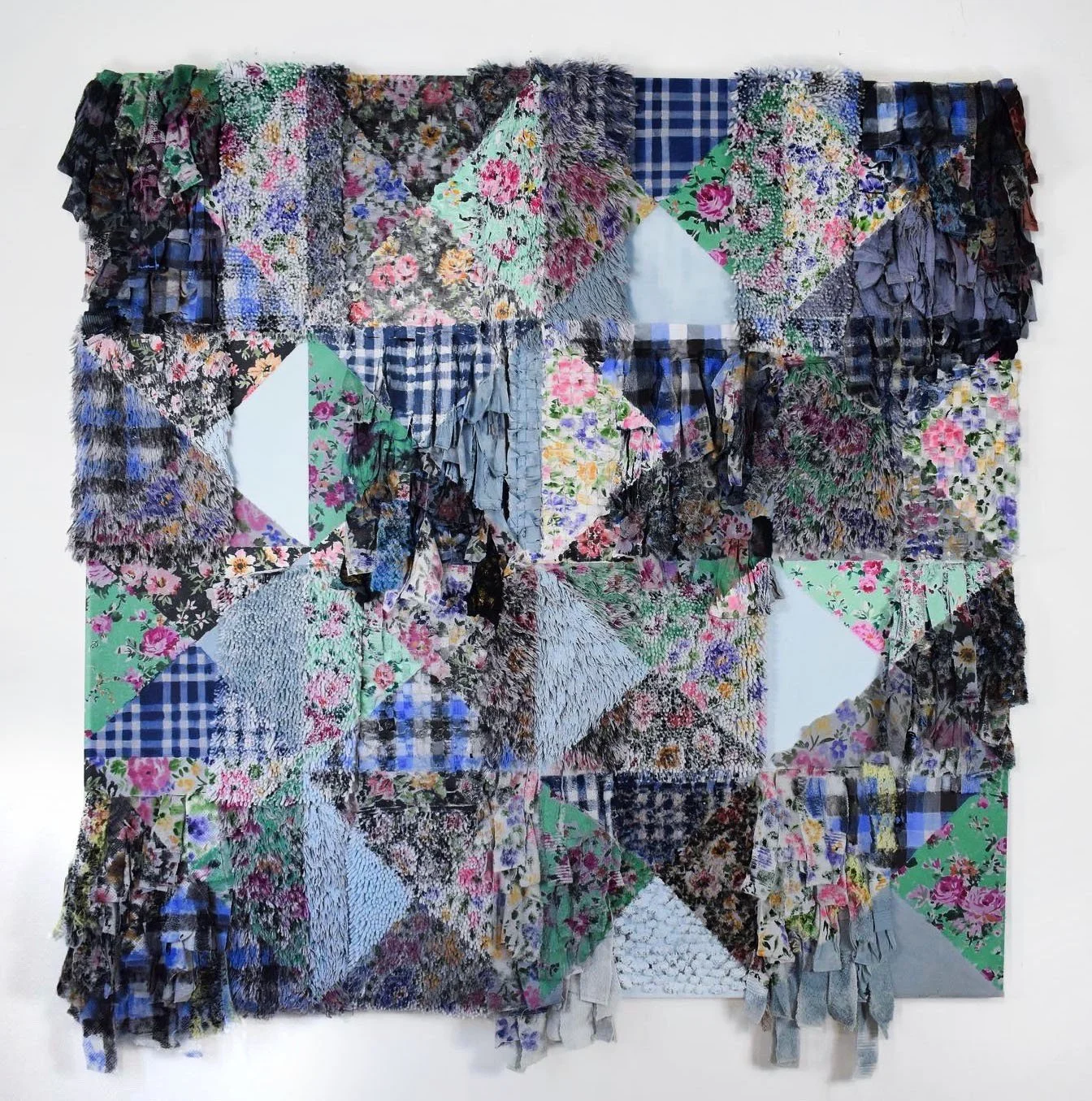 Untitled, 2022, 70"x 70", Acrylic on Mixed Fabrics