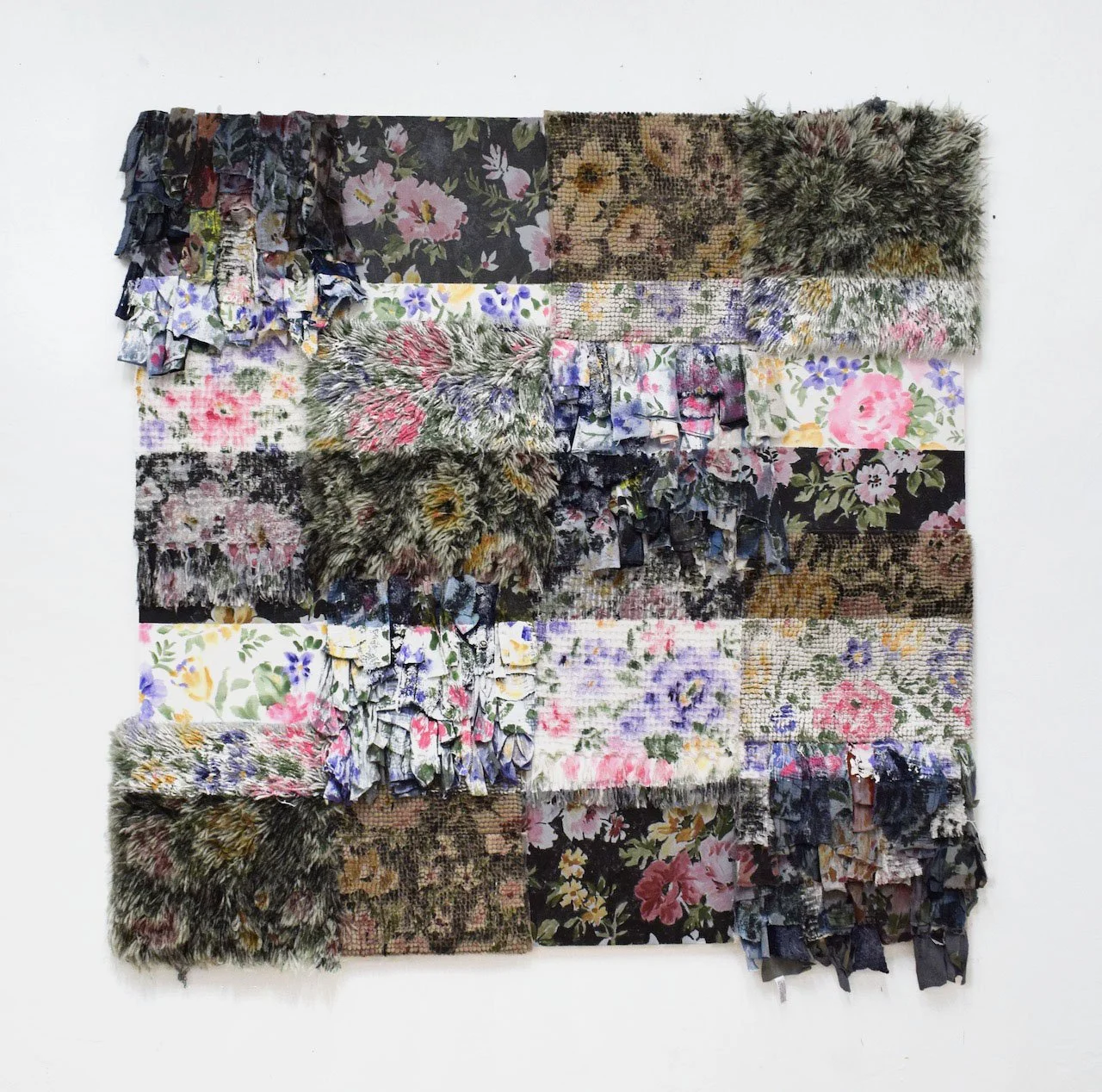 Flowers for Agnes Martin, 60"x 60", Acrylic on Mixed Fabrics