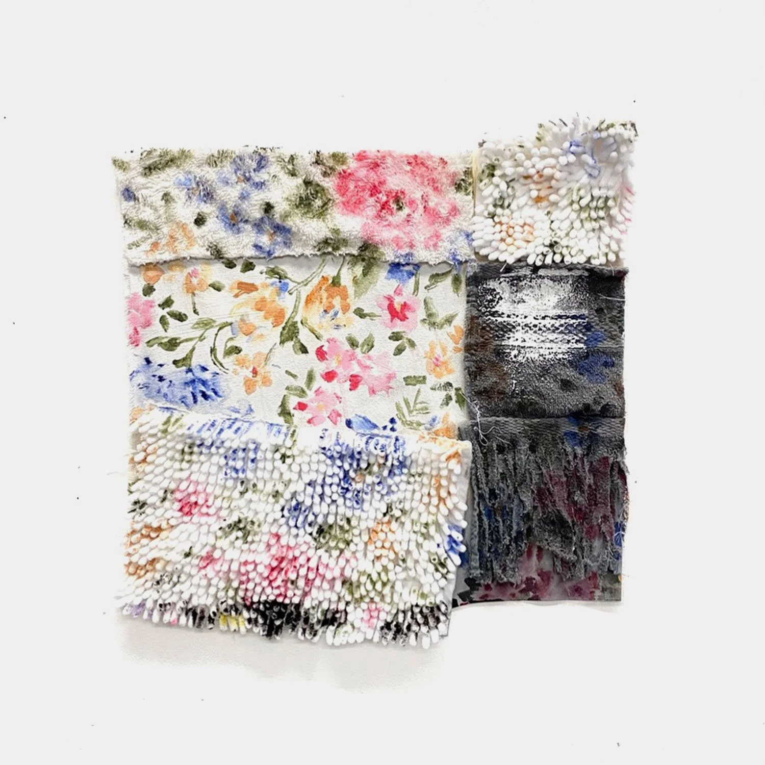 Untitled, 2020, 15"x 15", Acrylic on Mixed Fabrics