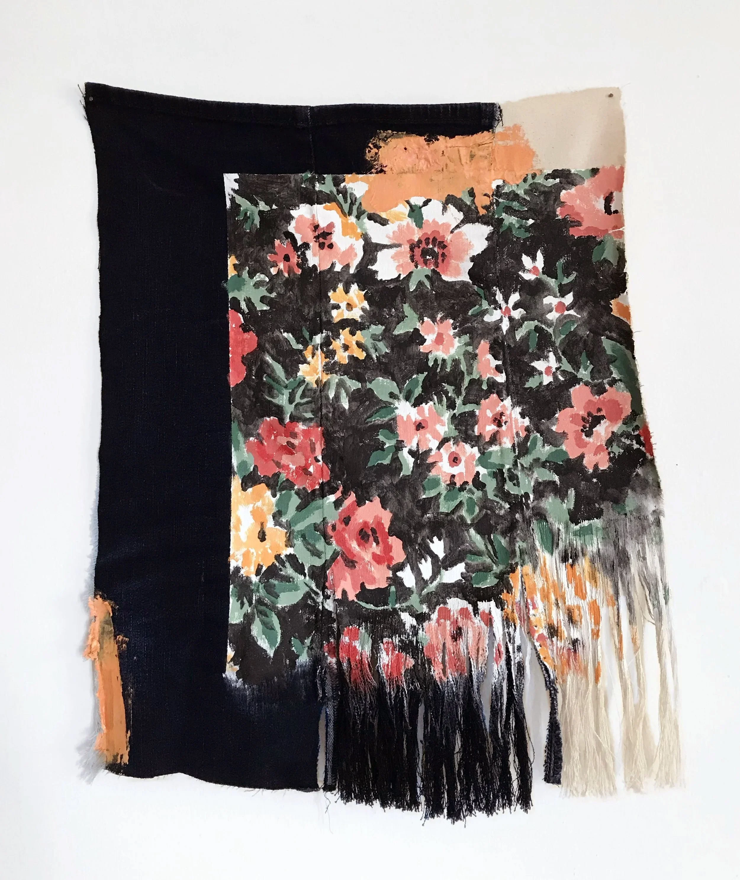 Untitled, 2018, 13"x 15", Acrylic on Denim and Canvas