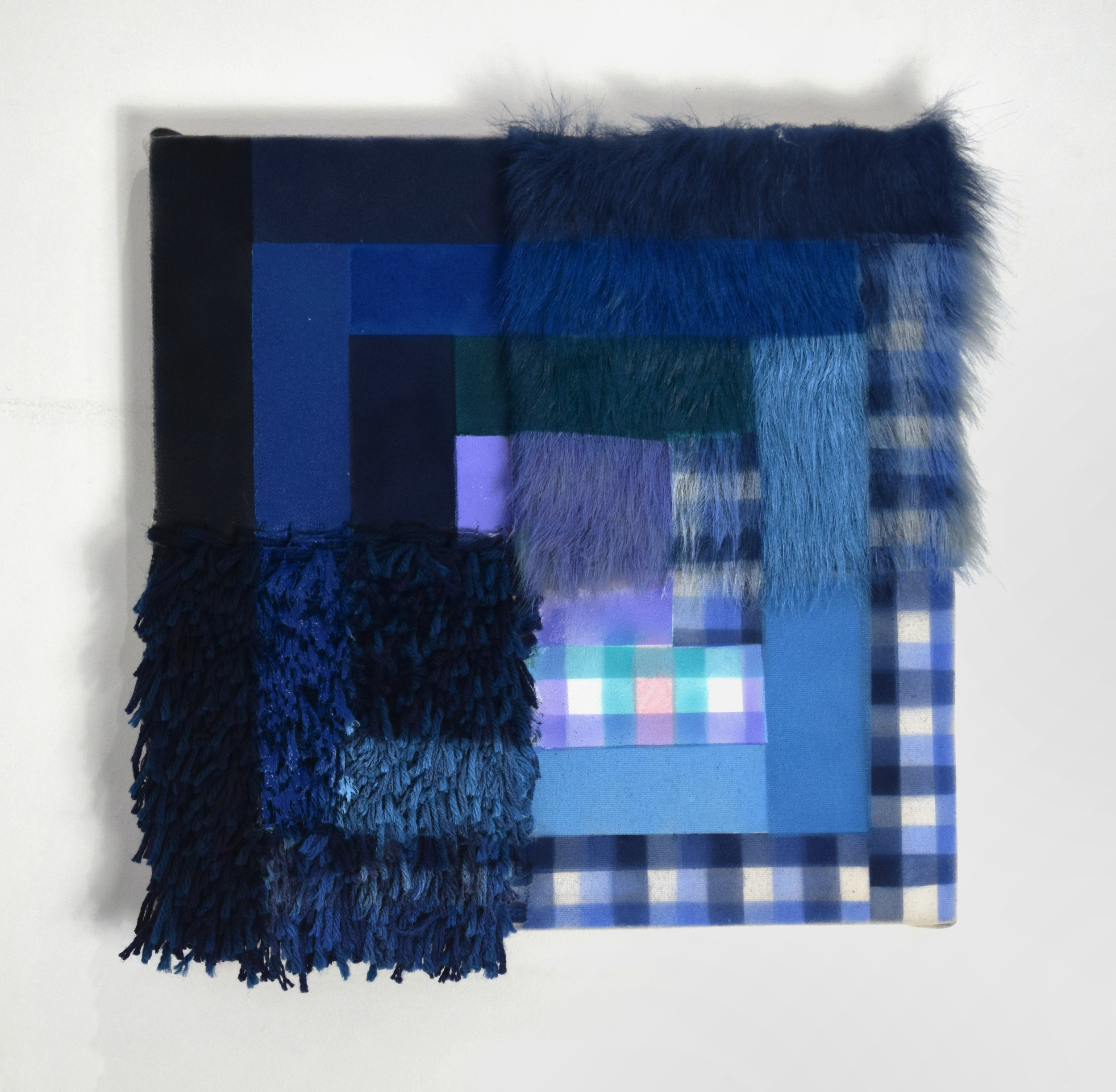 Paternal, 2026, 13"x 13", Acrylic on Mixed Fabrics