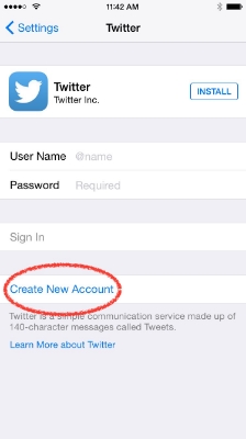 Tap on "Create New Account"