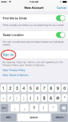 Sign up. 