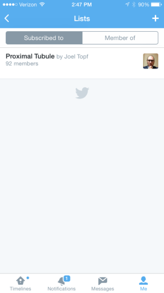Pressing the Lists button will show you the lists to which you you have subscribed.