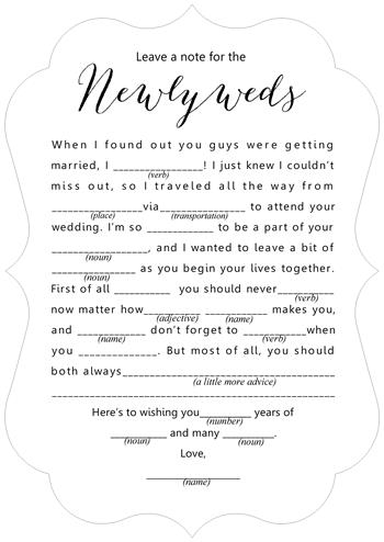 Die Cut Mad lib