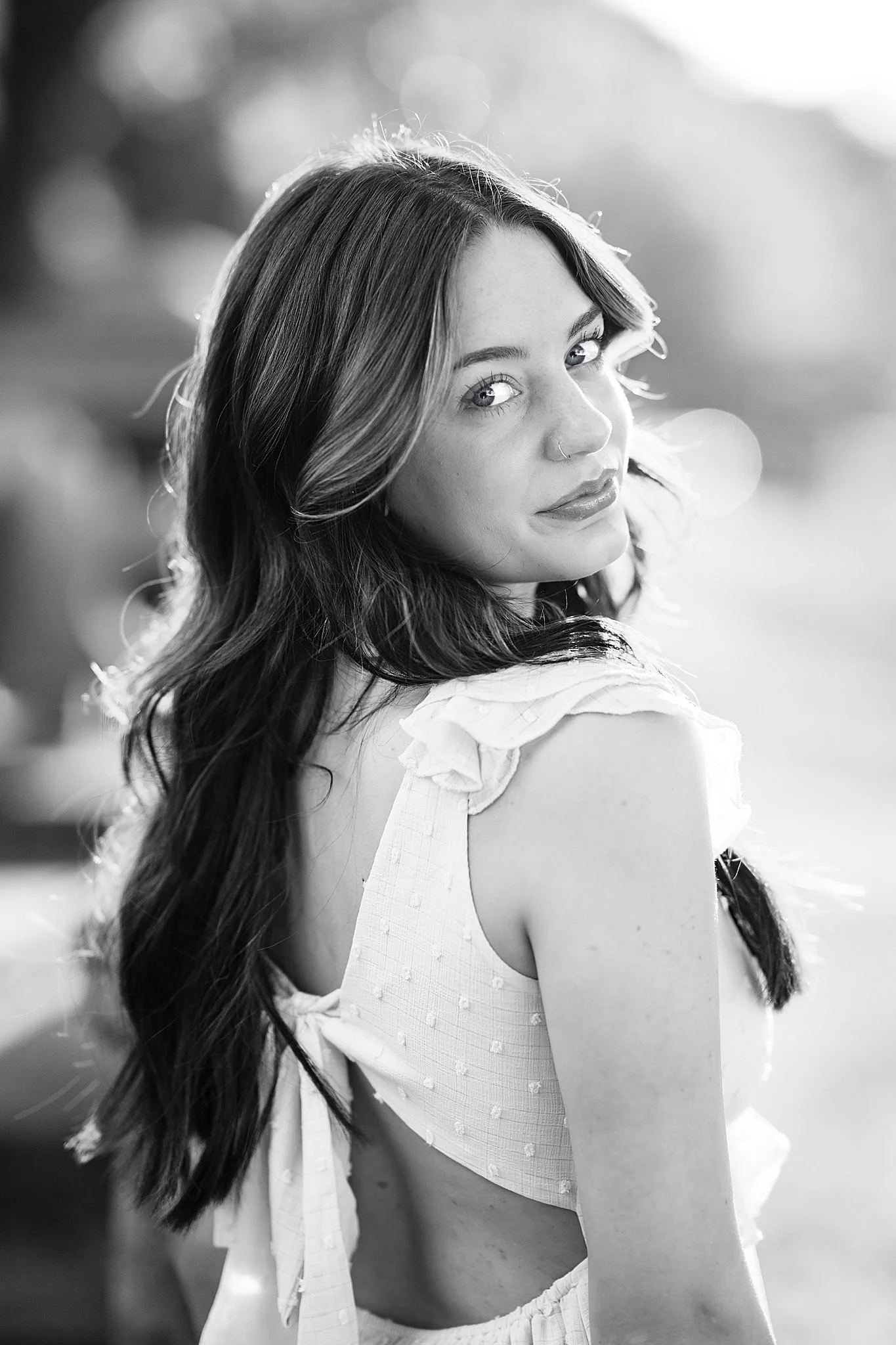 Black and white senior portraits in Pittsburgh, PA