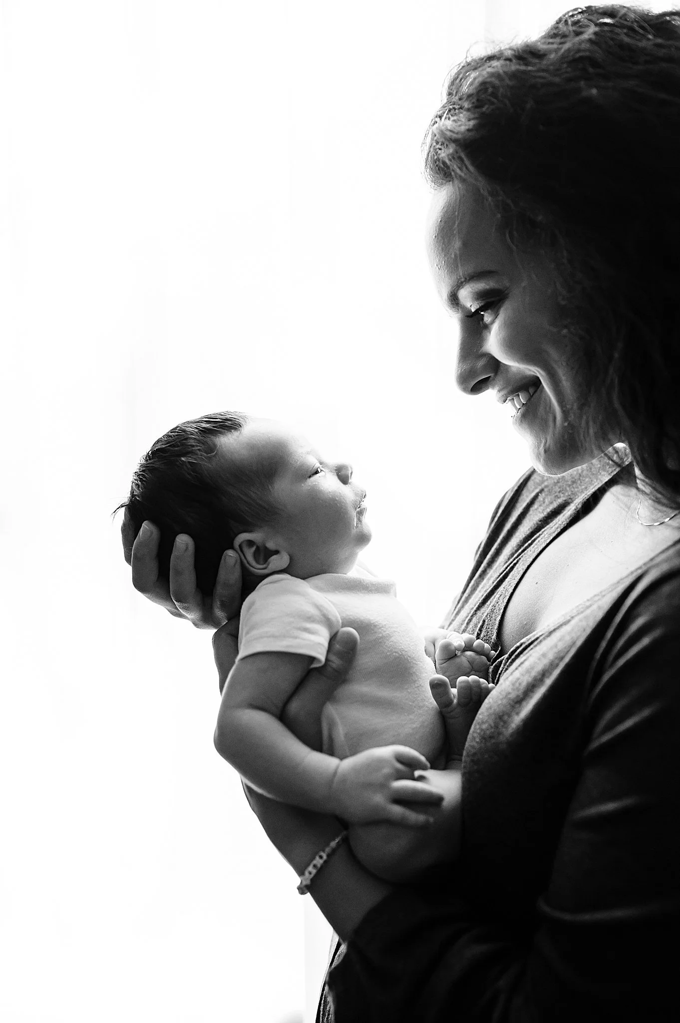 black and white portrait newborn