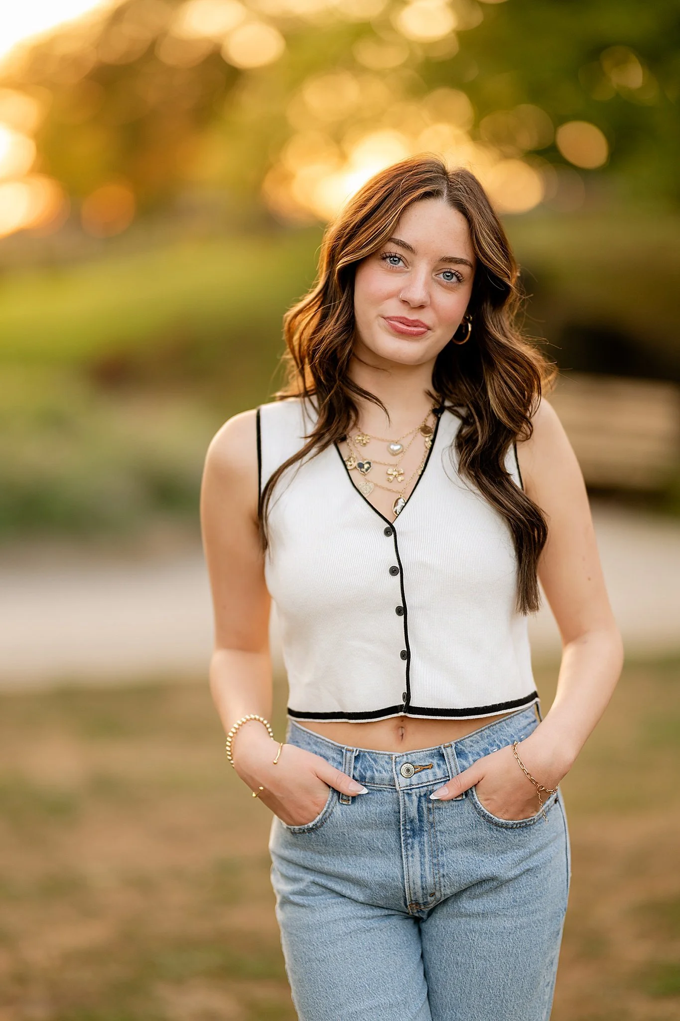 mellon park senior girl session at golden hour, shaler high school