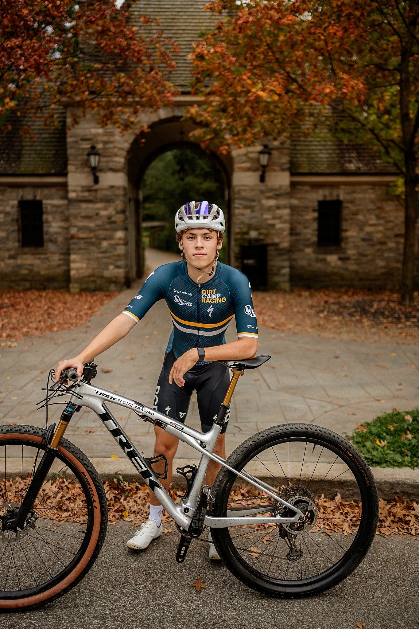 Competitive dirt biker senior session at Frick Park in Pittsburgh, PA