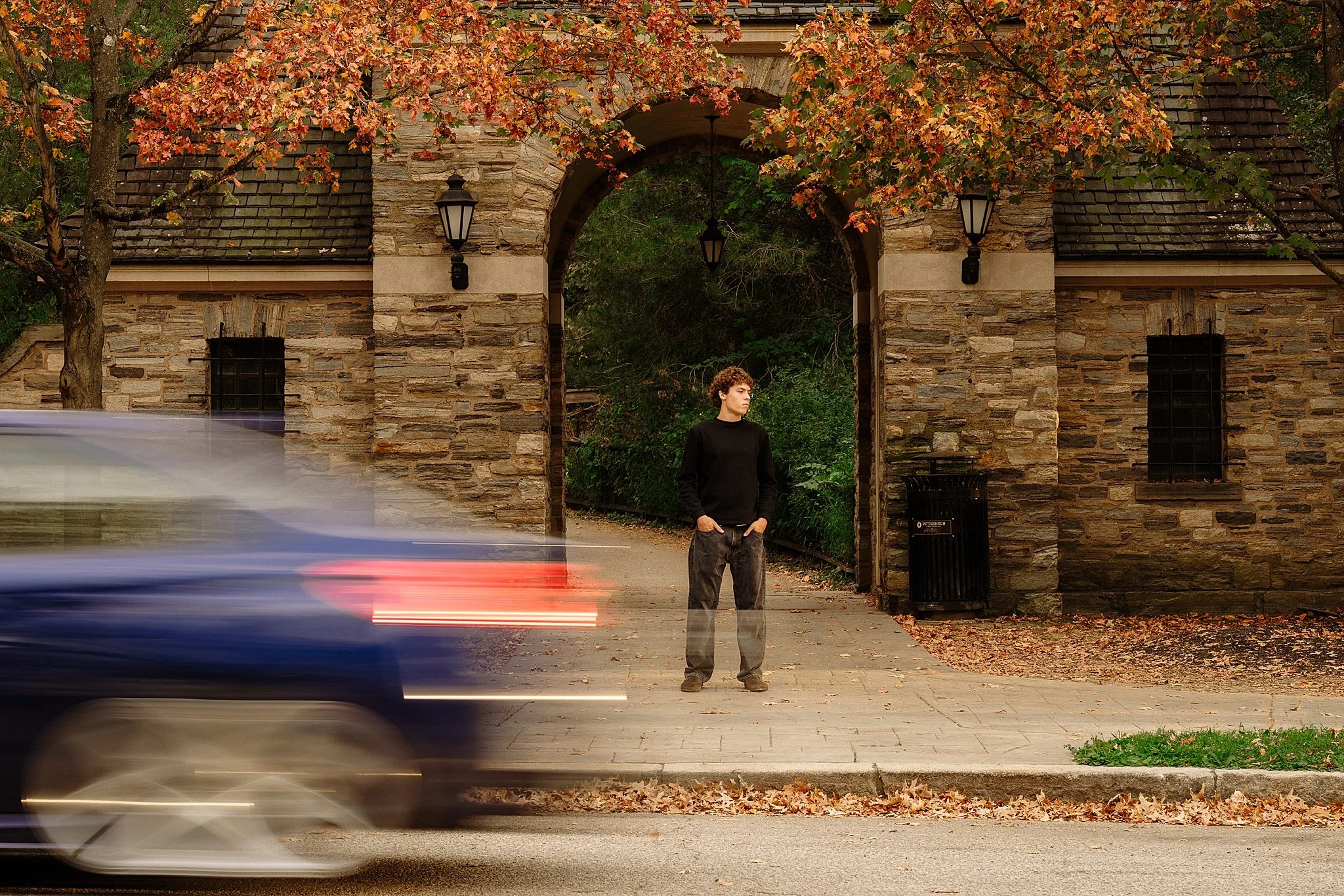 Creative senior photos at Frick Park