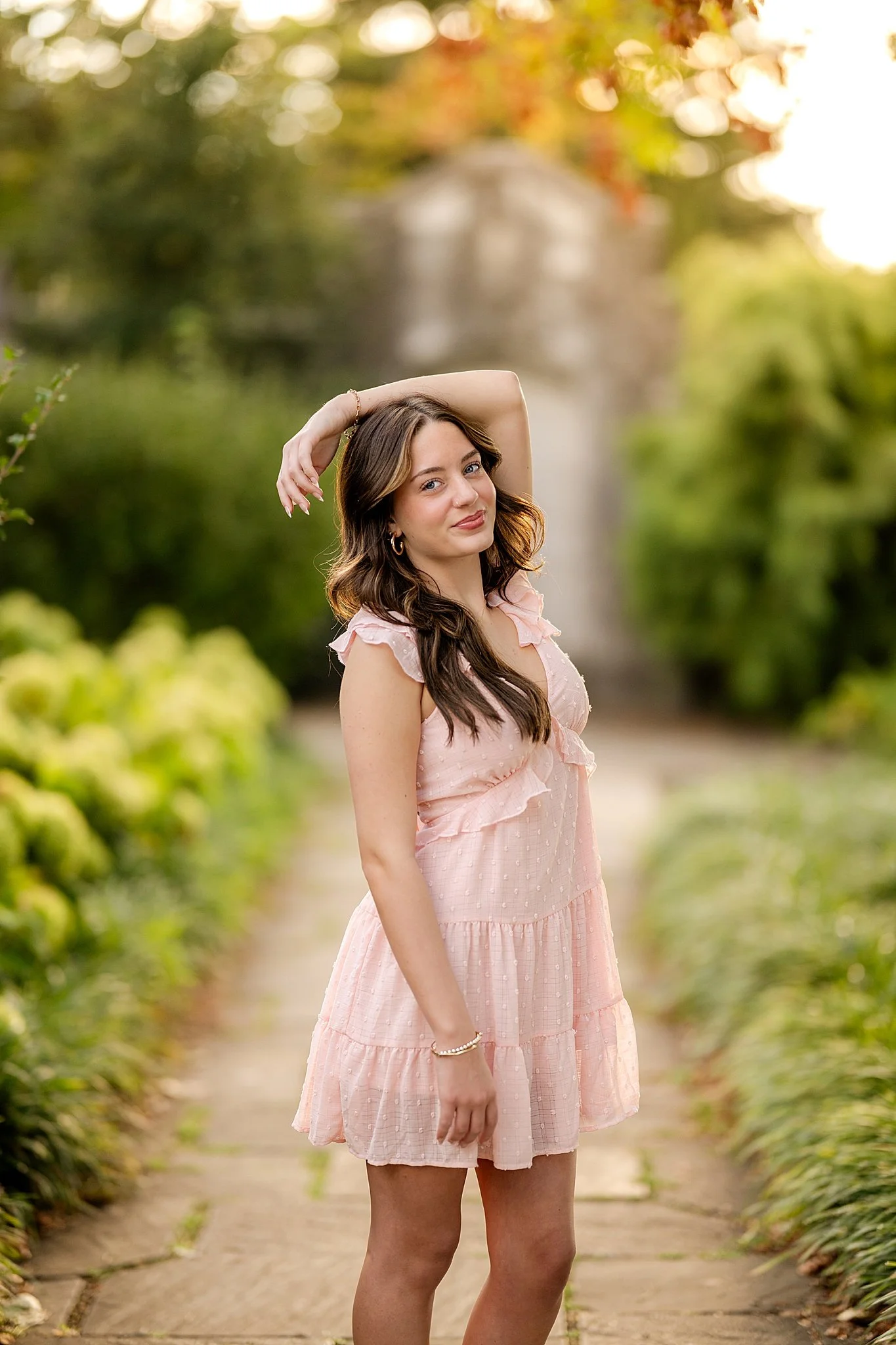 mellon park senior girl session at golden hour