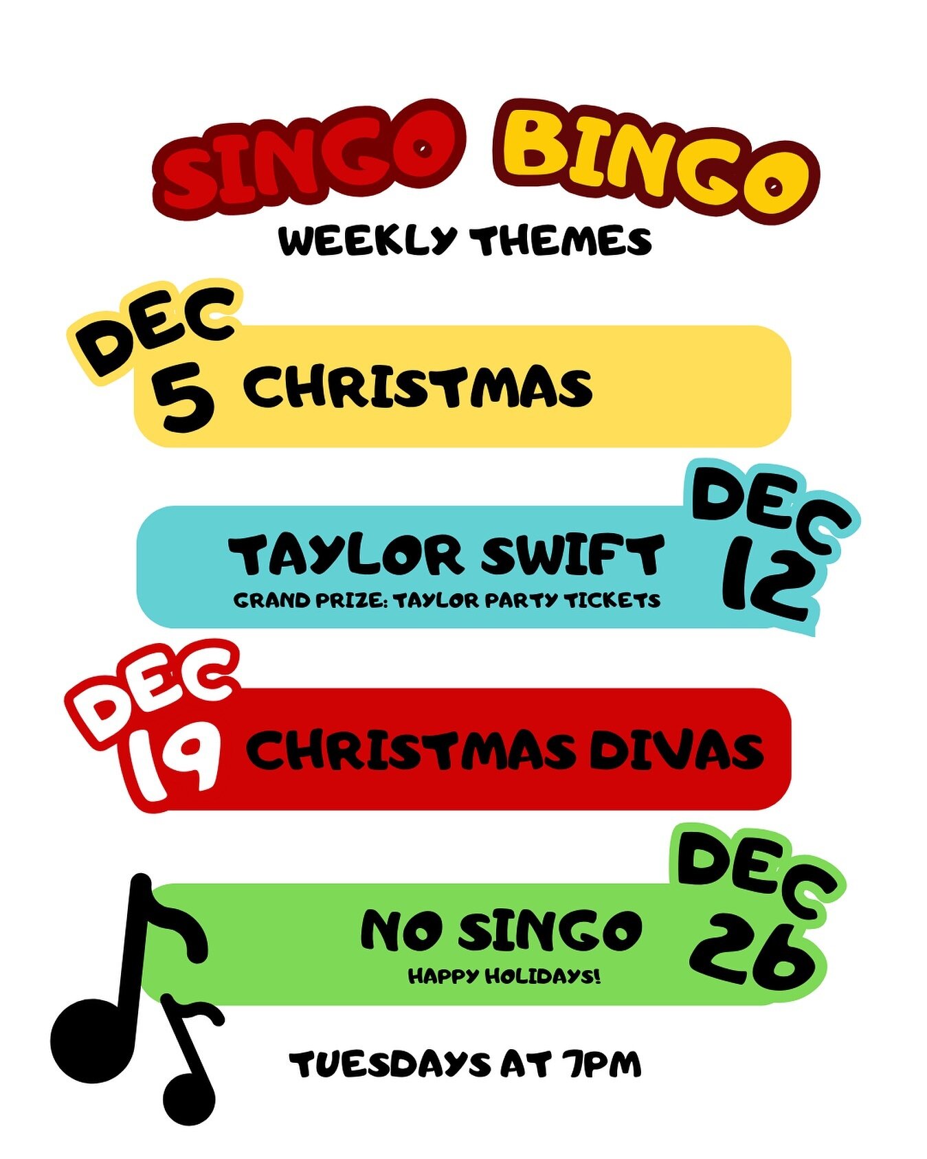 December Singo Bingo is here, starting with a Christmas-theme tonight! 🎄