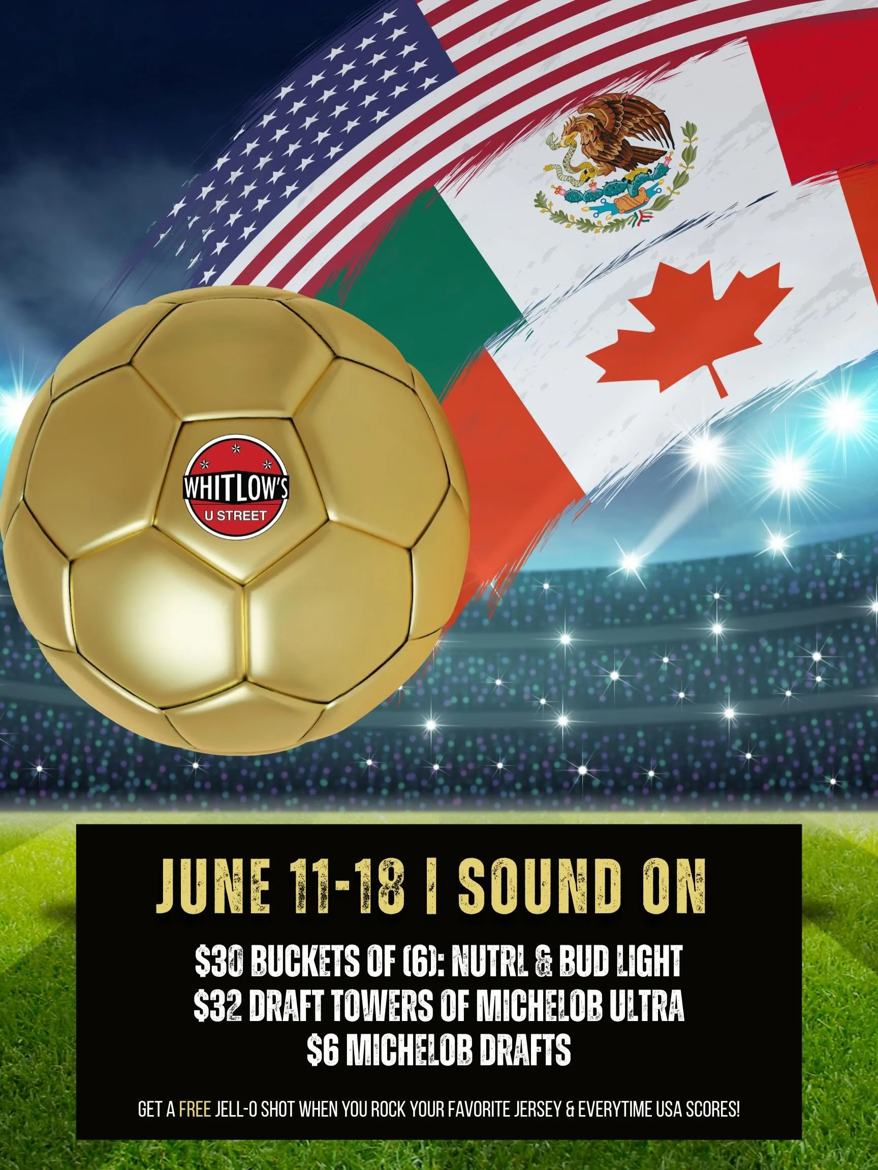 June&rsquo;s one big watch party and we&rsquo;re watching soccer all month! Drink specials, Jell-O shots, and goals. ⚽️ Swipe for the full schedule.