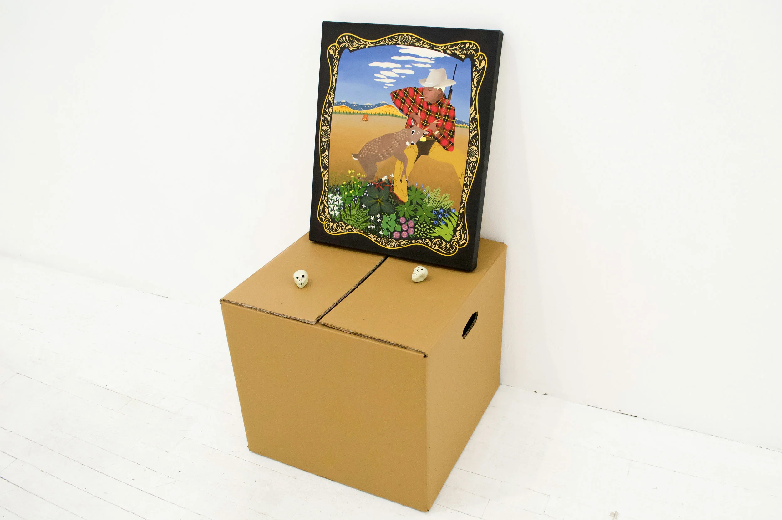 Displayed with custom box and little skulls.