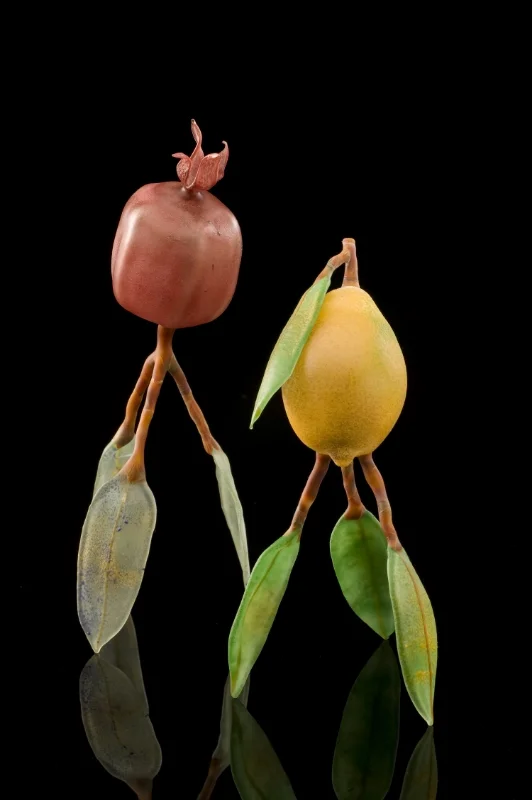 Pomegranate and Lemon on Leaf Legs