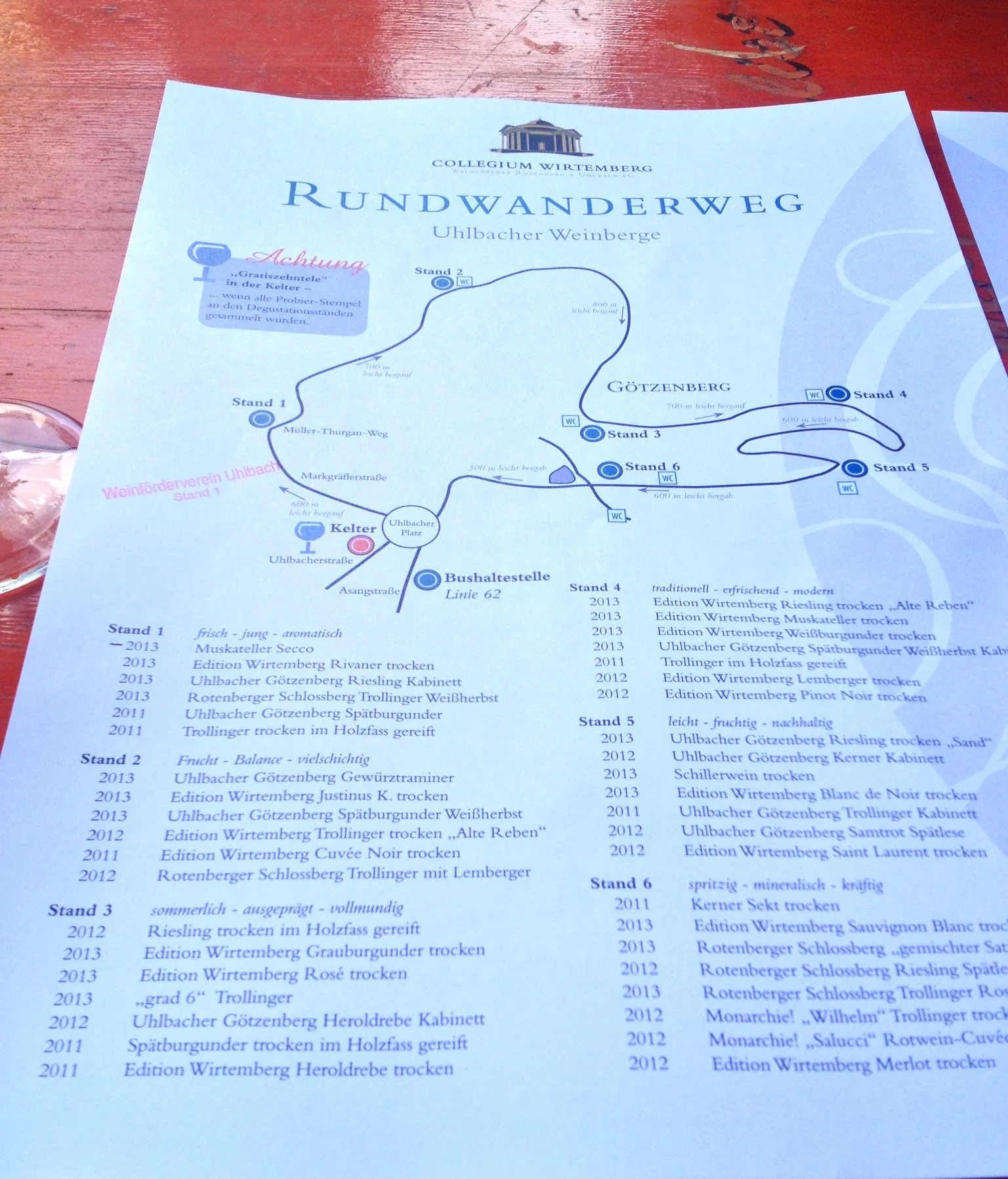 Our walking map and guide to the wines at each stand