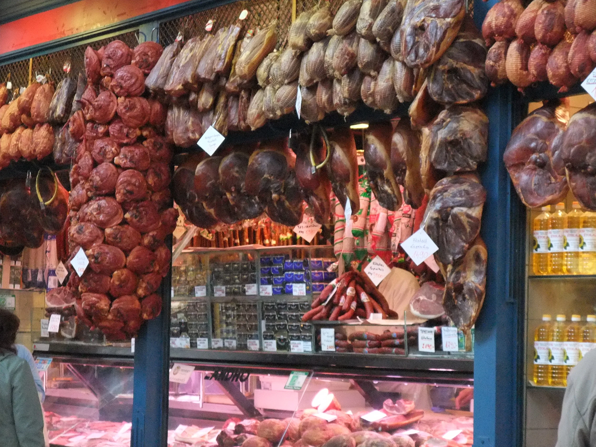 Meat stall inside the Great Market Hall
