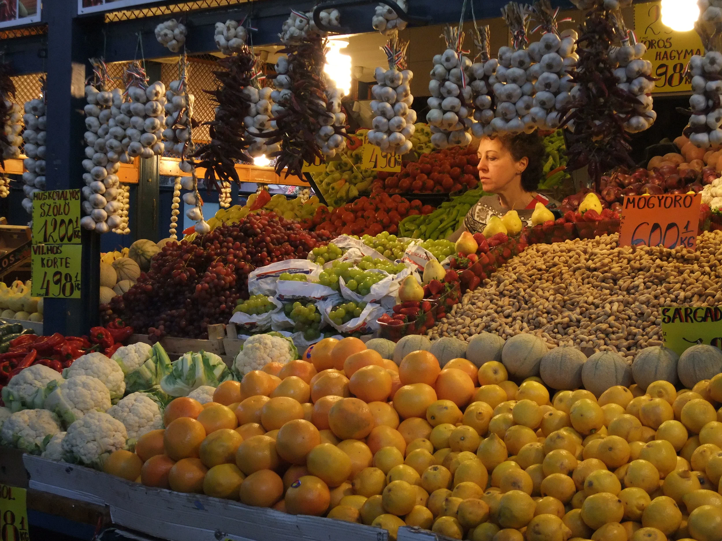Fruit and vegetable stall inside the Great Market Hall