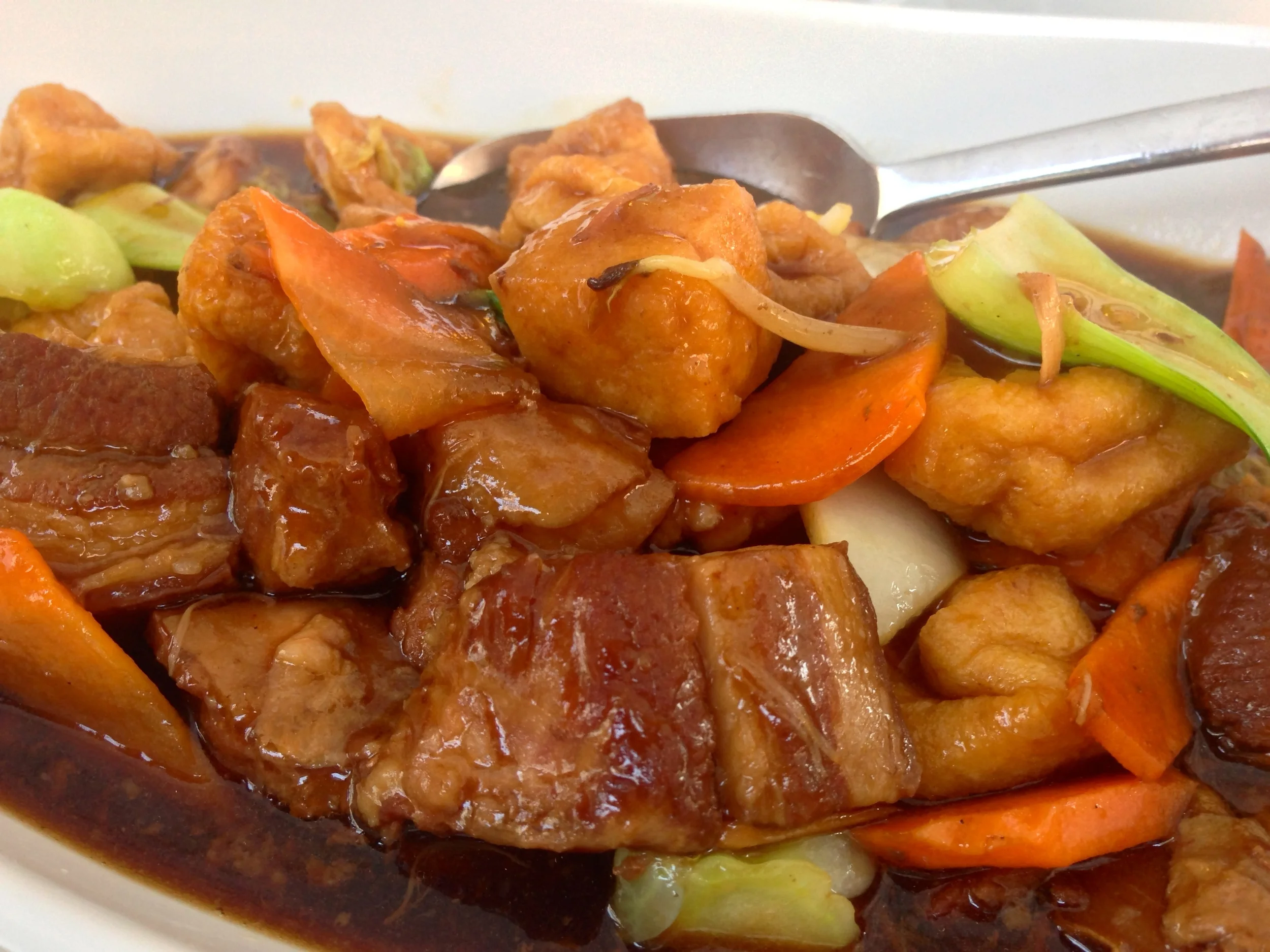 Pork belly with fried tofu