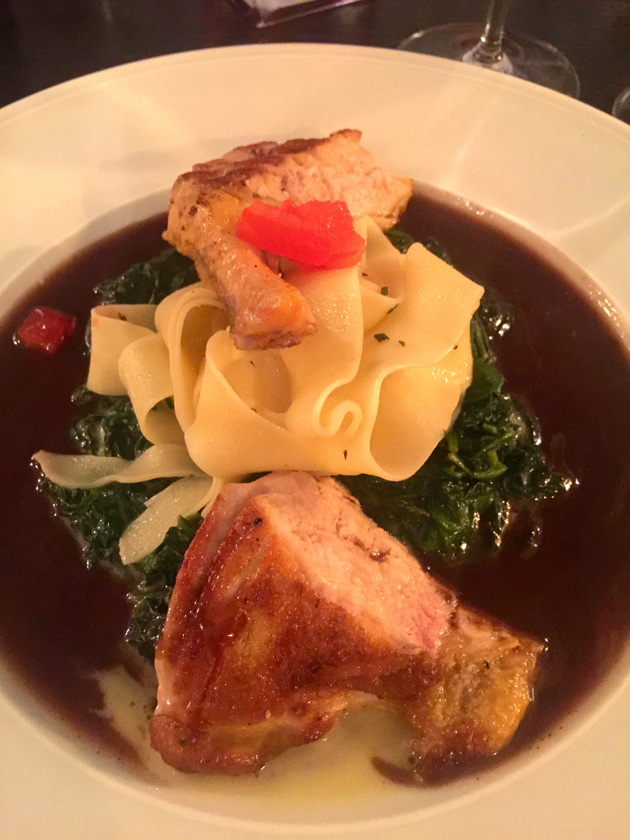Cornish hen with truffled spinach and pappardelle at Goldener Adler (Stuttgart)