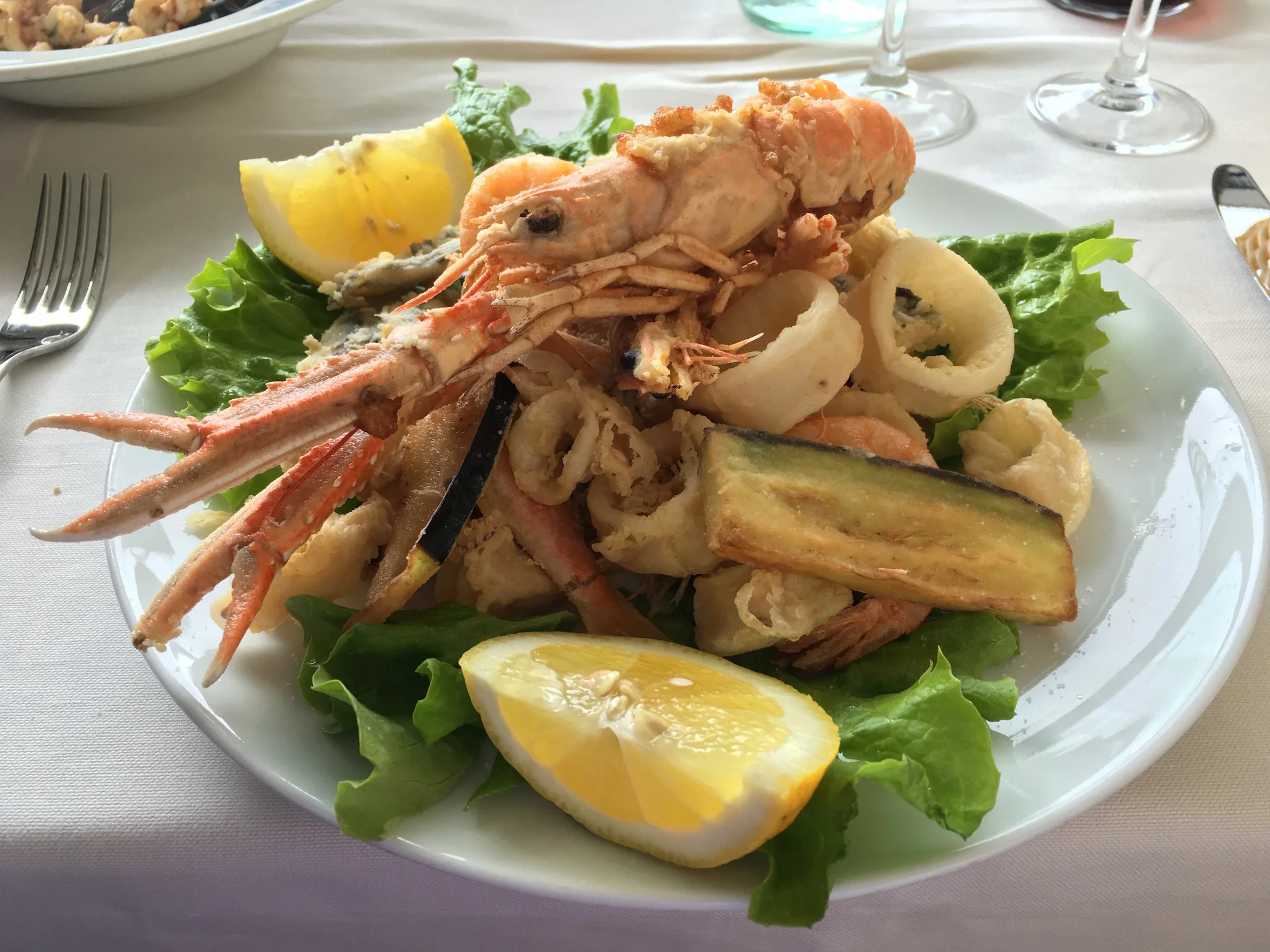 Fried seafood at Belforte in Vernazza (Italy)