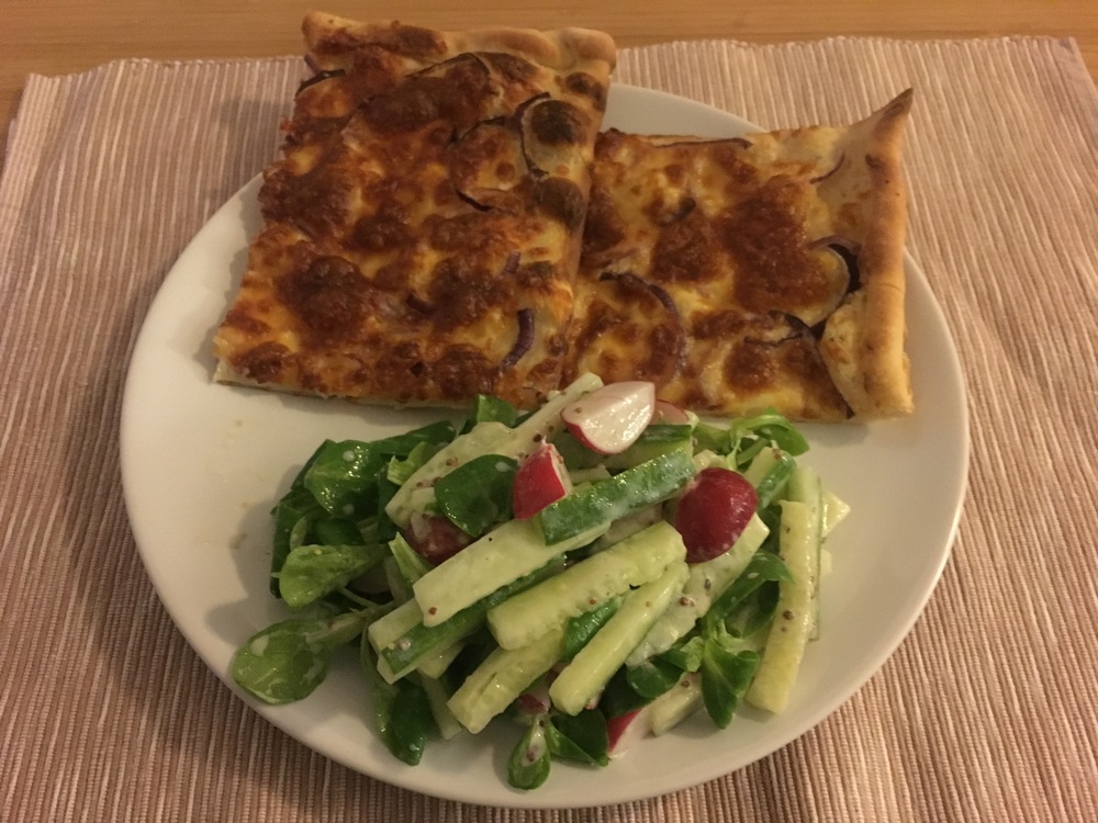 Flammkuchen with Red Onions