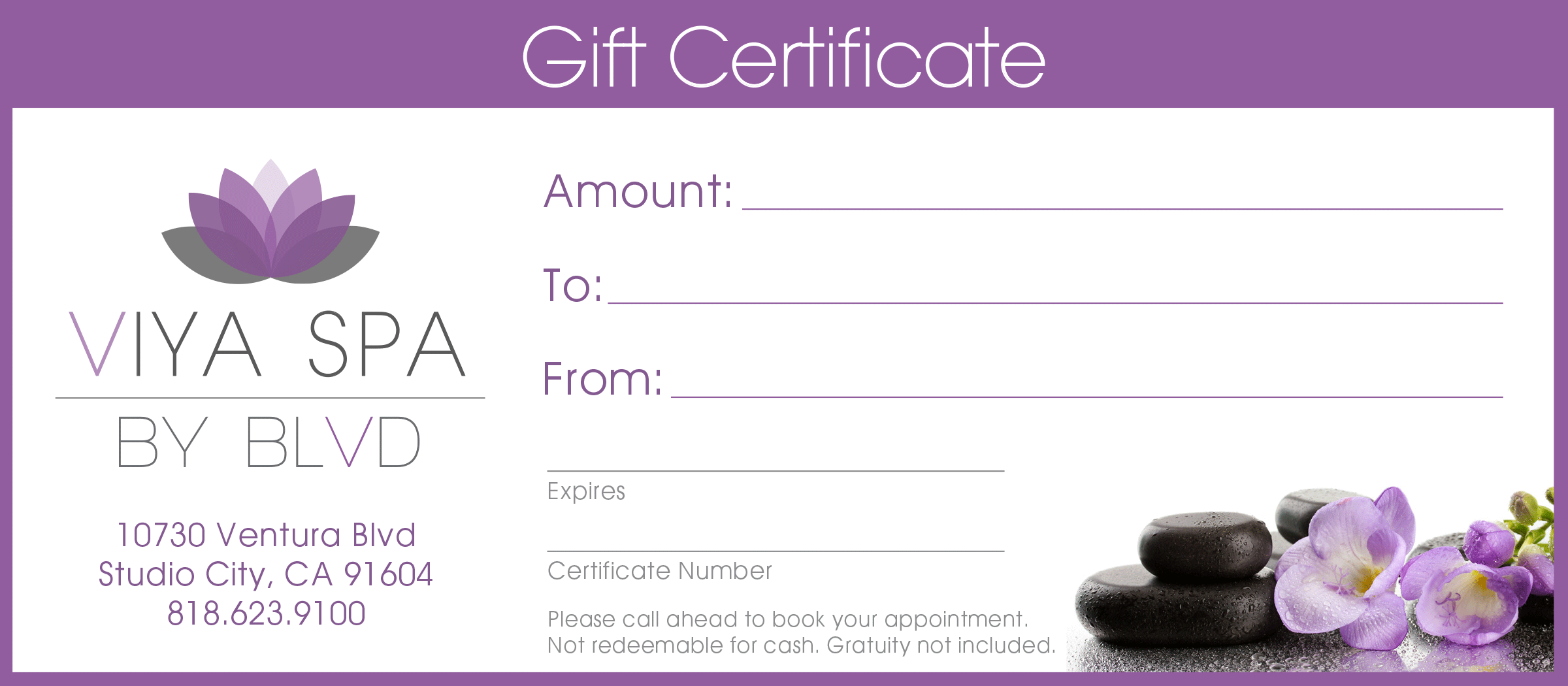 VIYA Spa Gift Certificate