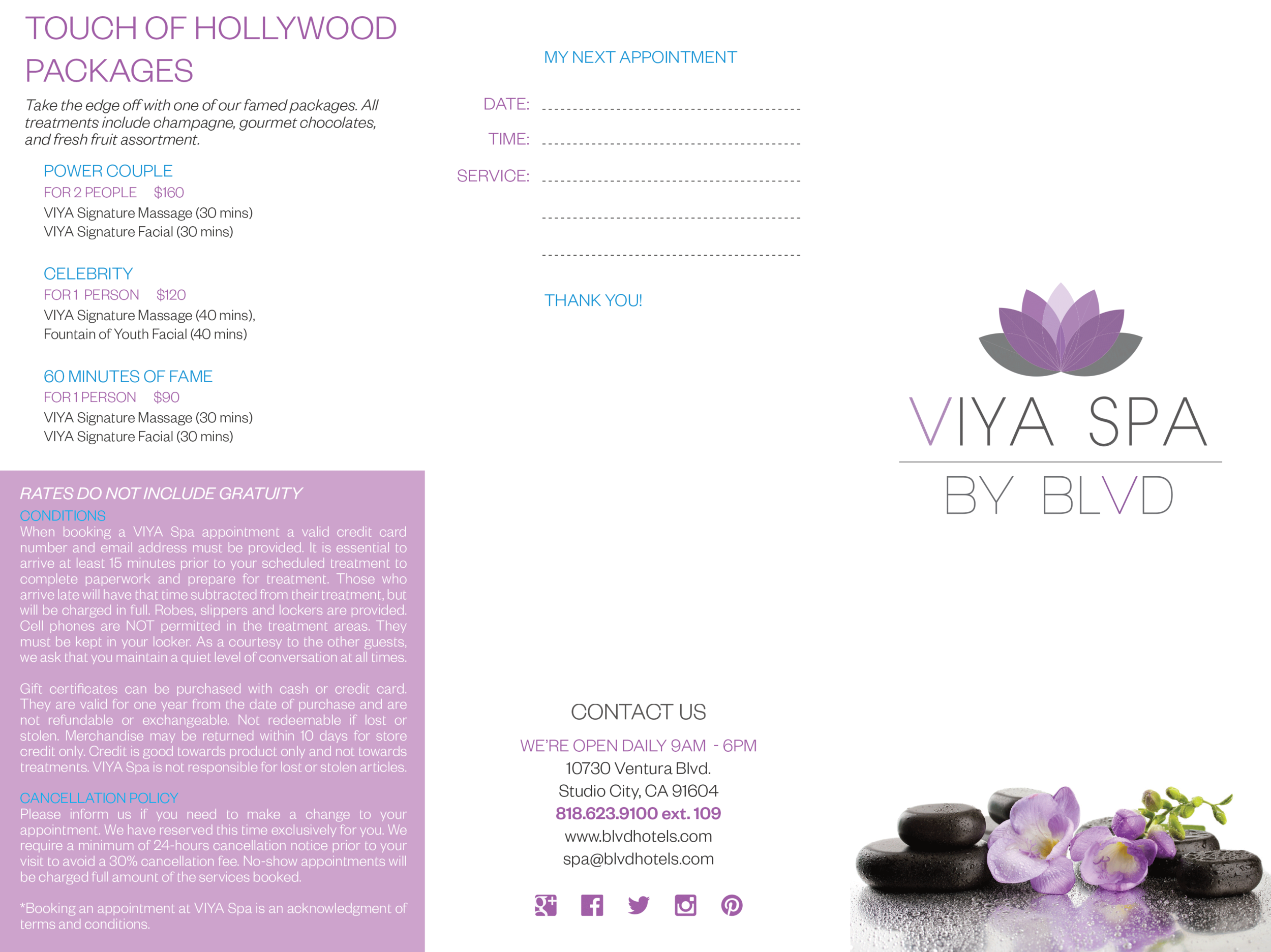 VIYA Spa Tri-fold Brochure