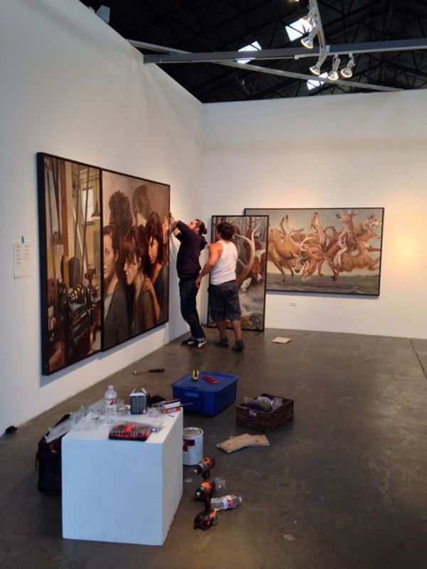 Dylan helping me put the final painting up! Photo Credit- Andrea Harris-McGee