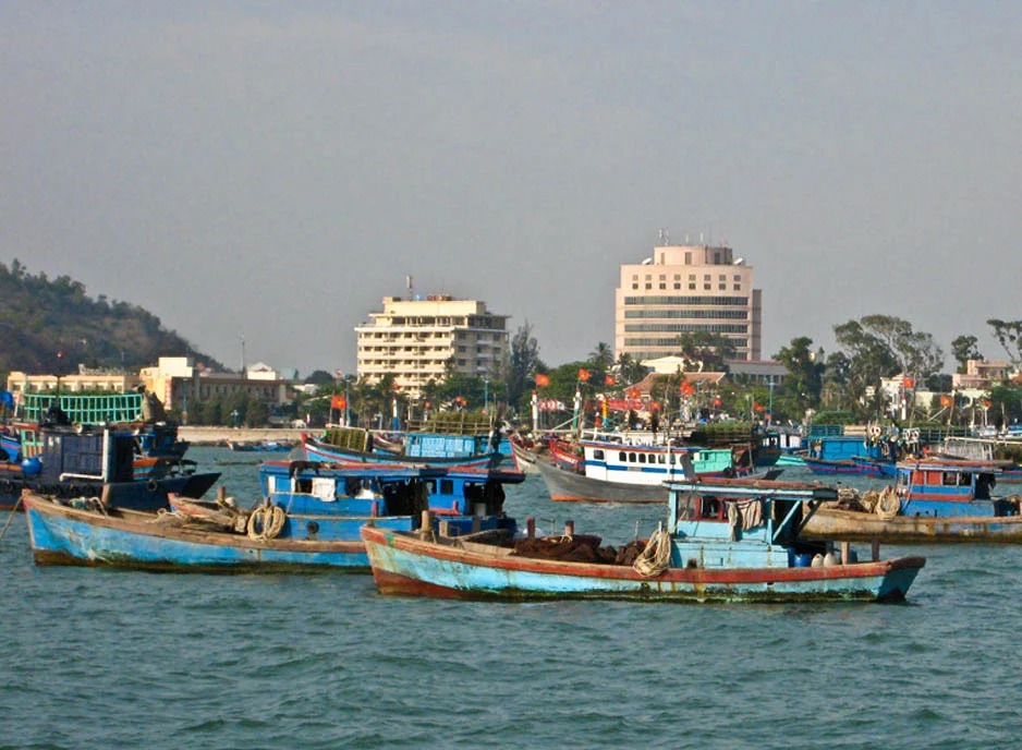 Boats docking at Vung Tau Beach, Vietnam