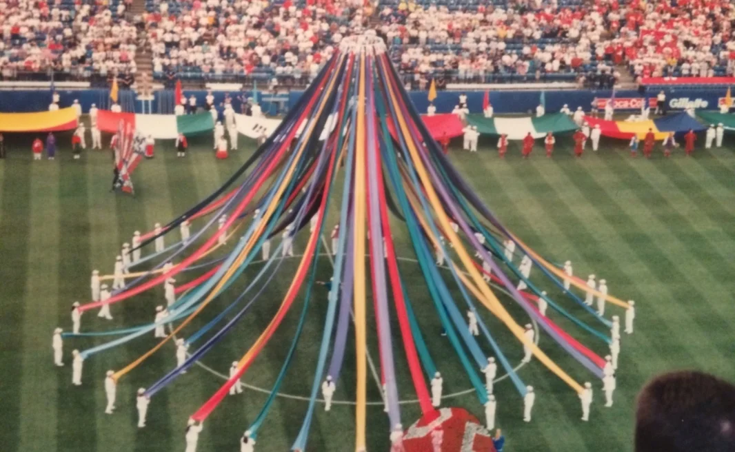 Pontiac Silverdome in Pontiac, MI : The pre-match ceremony before a group-stage match in the 1994 World Cup between the United States and Switzerland.