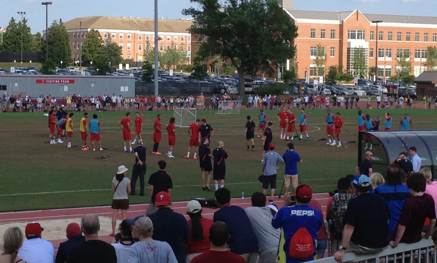 Members of the U.S. team participate in an open training session outside of Washington, DC before a friendly vs. Brazil in May of 2012.