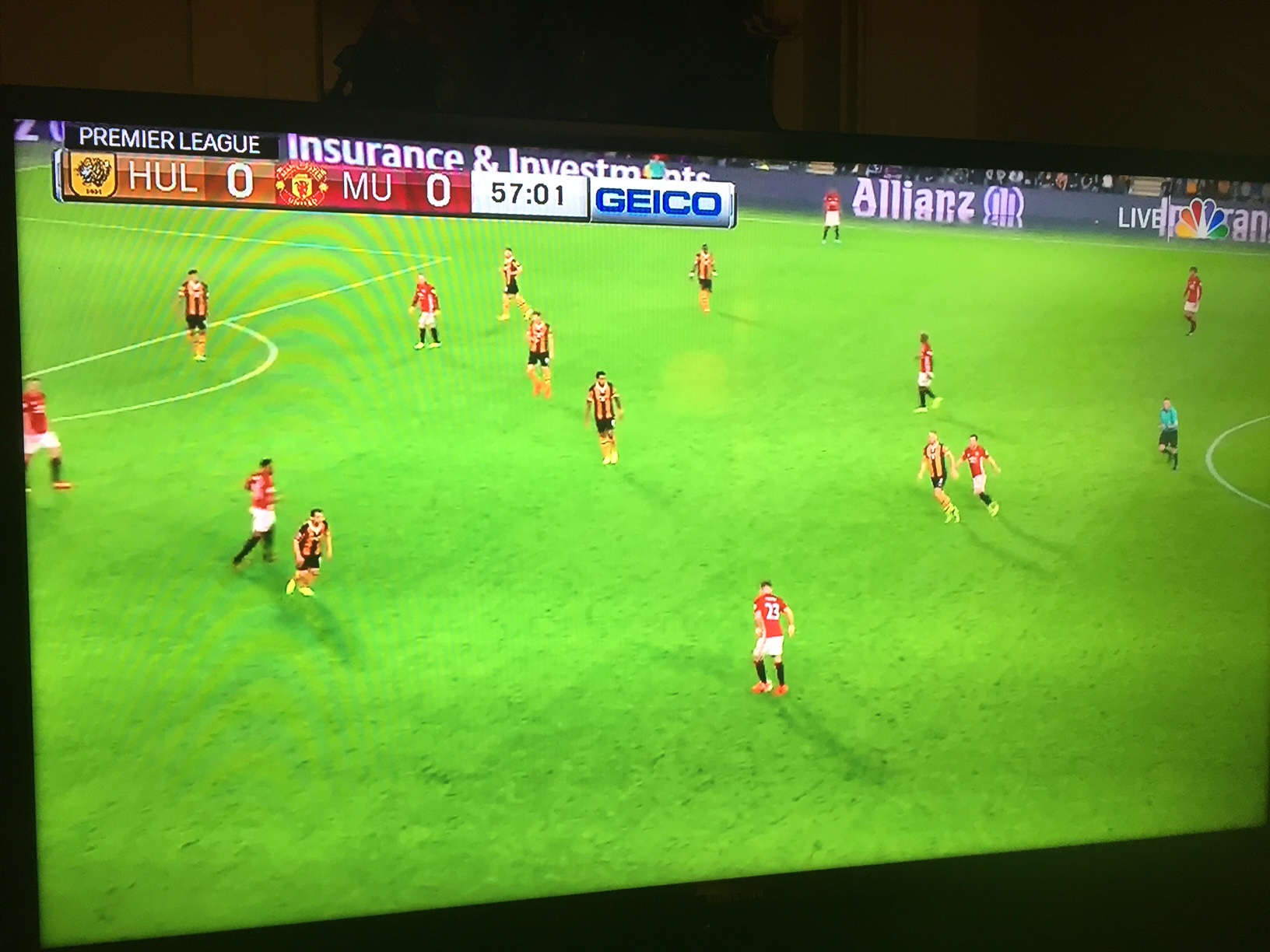 Hull defend deep against Manchester United