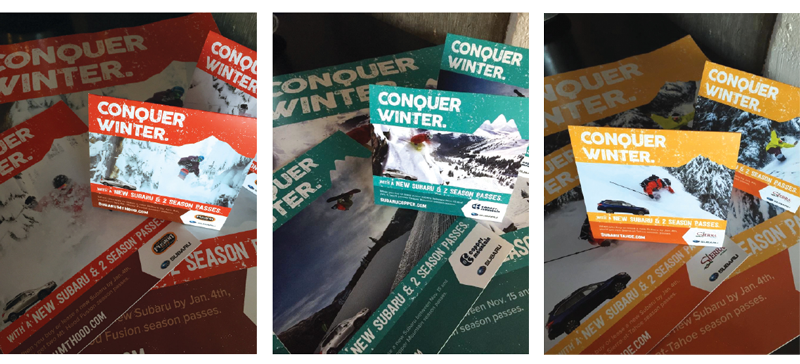 The 2015-2016 campaign needed to be edgy and flexible in order to be customized for other participating resorts in the Nation. After developing the campaign for Mt. Hood, the designs were personalized through a bright color palette, mountain specifi