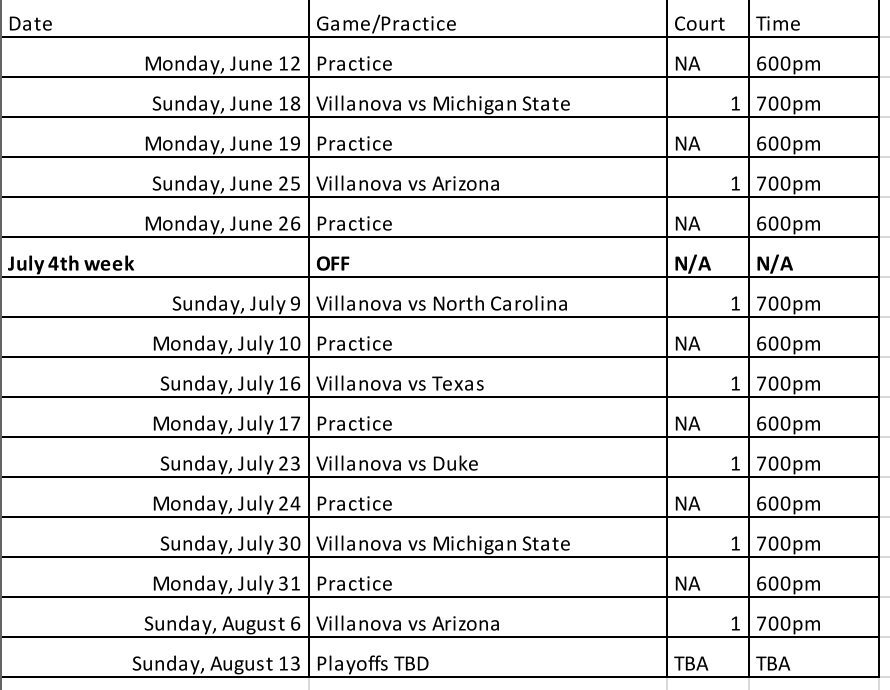 AGES 1113 GAME SCHEDULE — Ball Beyond