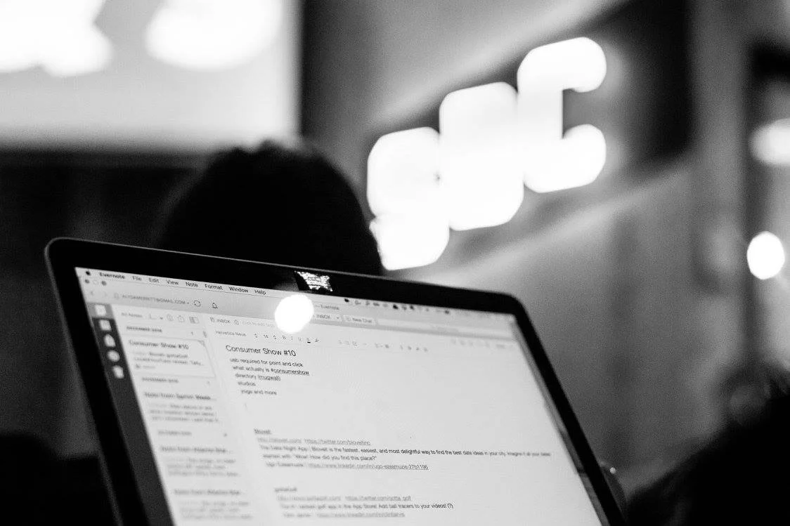 In case you were wondering how blog posts are made . That's my computer, you guys! Props to the sneaky photographers. PHOTO: Chil Creative