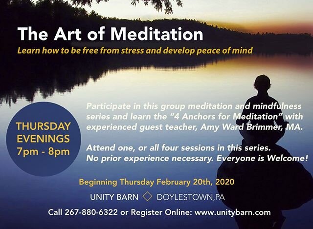 Thursday 2/20 at 7pm - Learn the Four Anchors of Meditation with Amy Ward Brimmer @amywardbrimmer visit www.unitybarn.com for more information 🧘🏻⚓️🕉 #meditate #dharma #doylestown #buckscounty #unitybarn #amywardbrimmer #wayopenswellness #anchorsaw