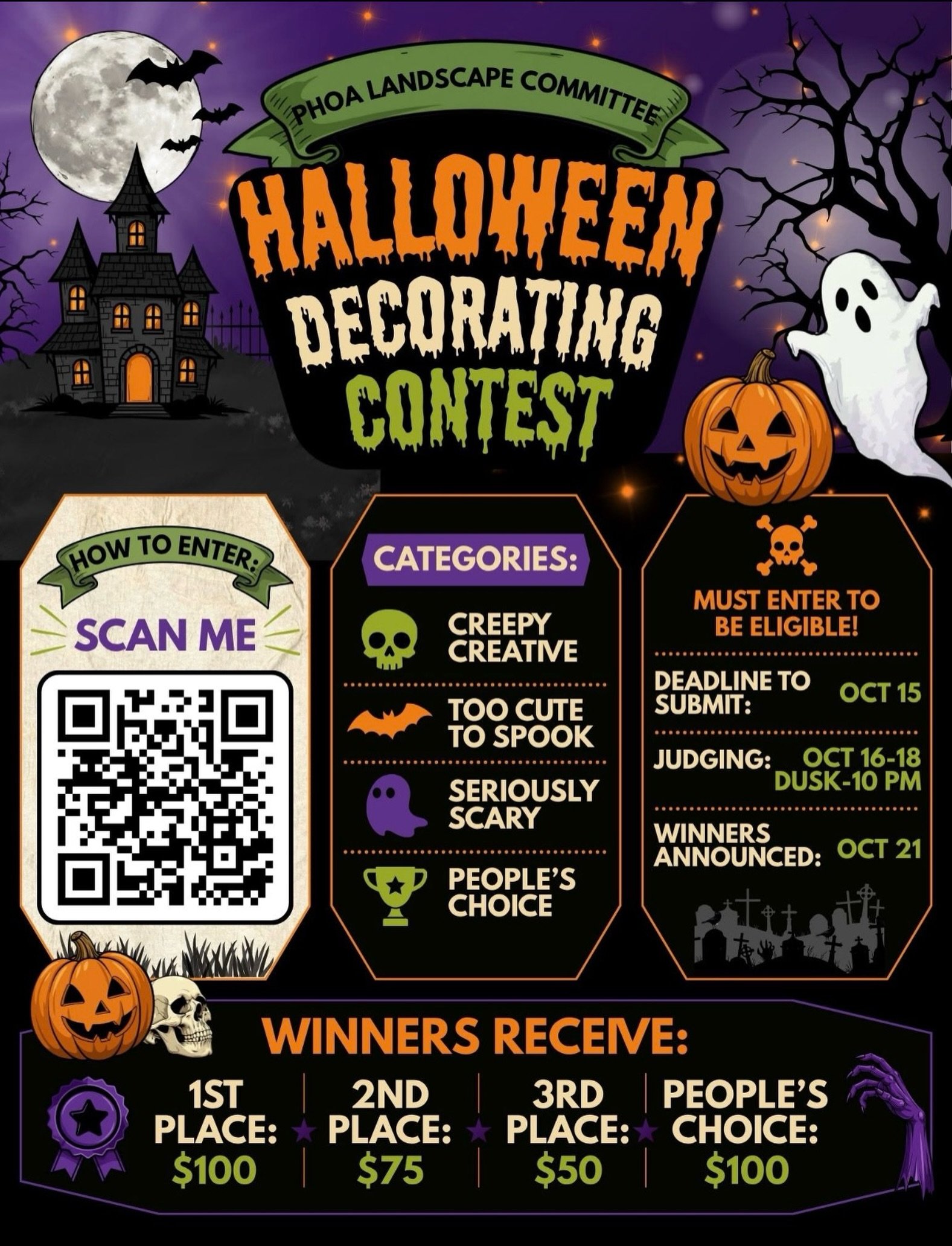 🎃 Halloween Decorating Contest submissions are now OPEN!

Whether your display is creepy, cute, or downright chilling, we want to see how you&rsquo;re decorating for Halloween!

🗓️ Submission Deadline: October 15
👻 Judging: October 16-18, dusk-10 