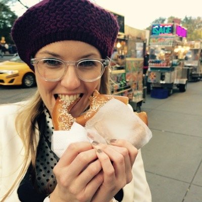 Of course, my first stop was this cute Ralph Lauren beanie and a pretzel.