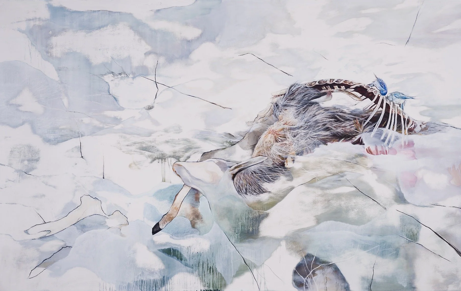 Listening for a Heartbeat | oil and pastel on paper | 52 x 84 in. | 2021