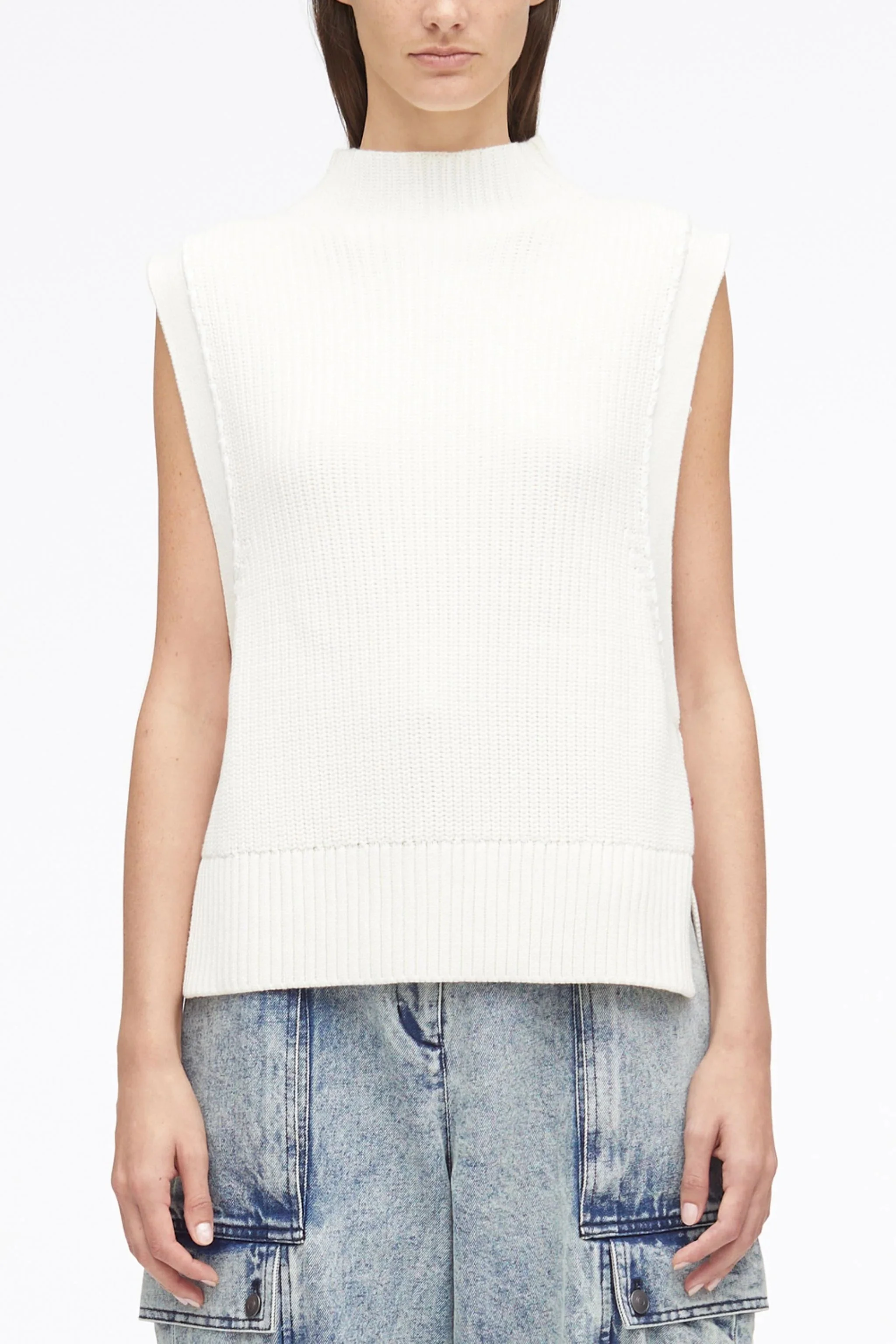 Resort 23 - Chunky Cardigan Stitch Vest in Cotton