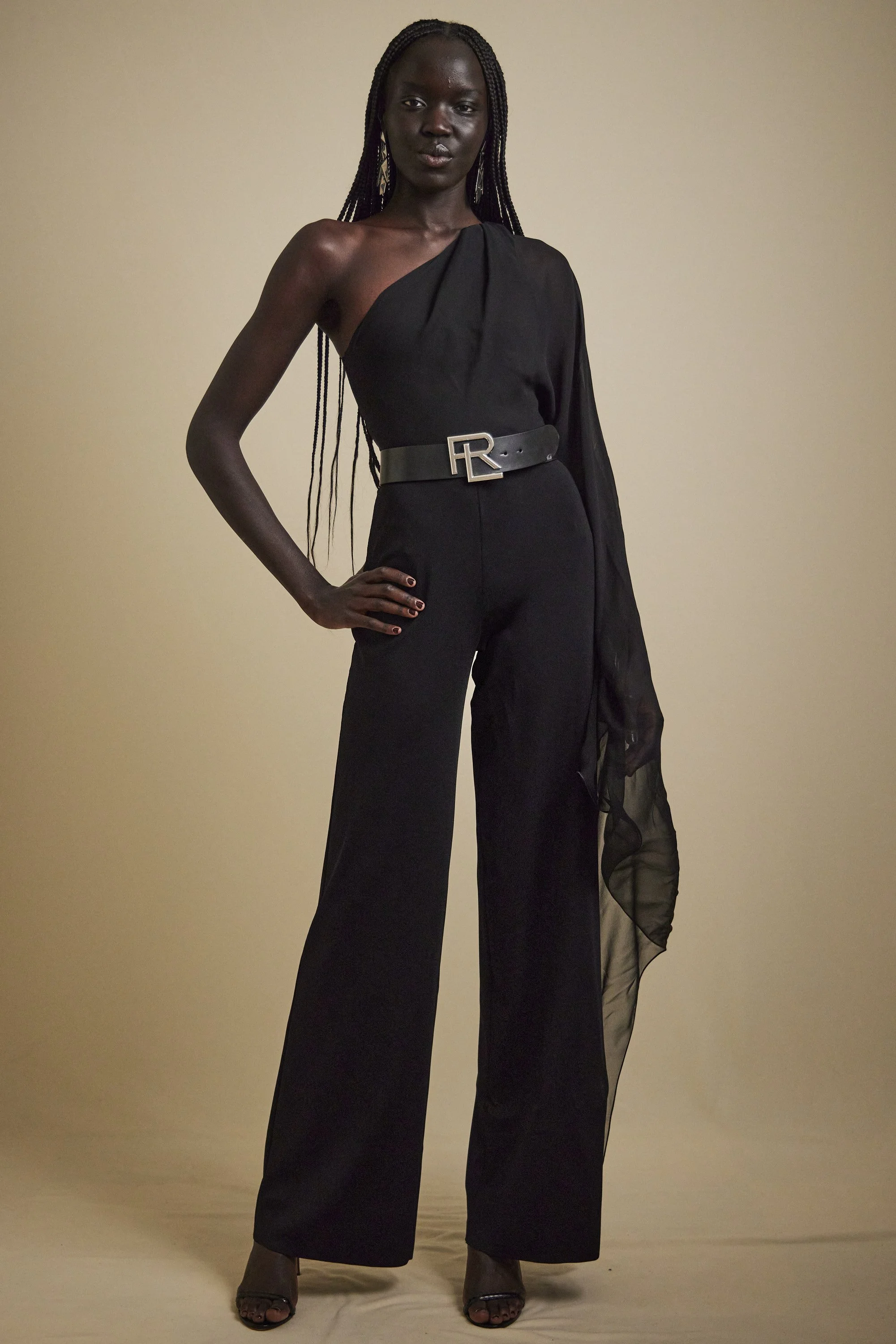 Pre fall 2024 - asymmetrical jumpsuit in sheer/compact viscose