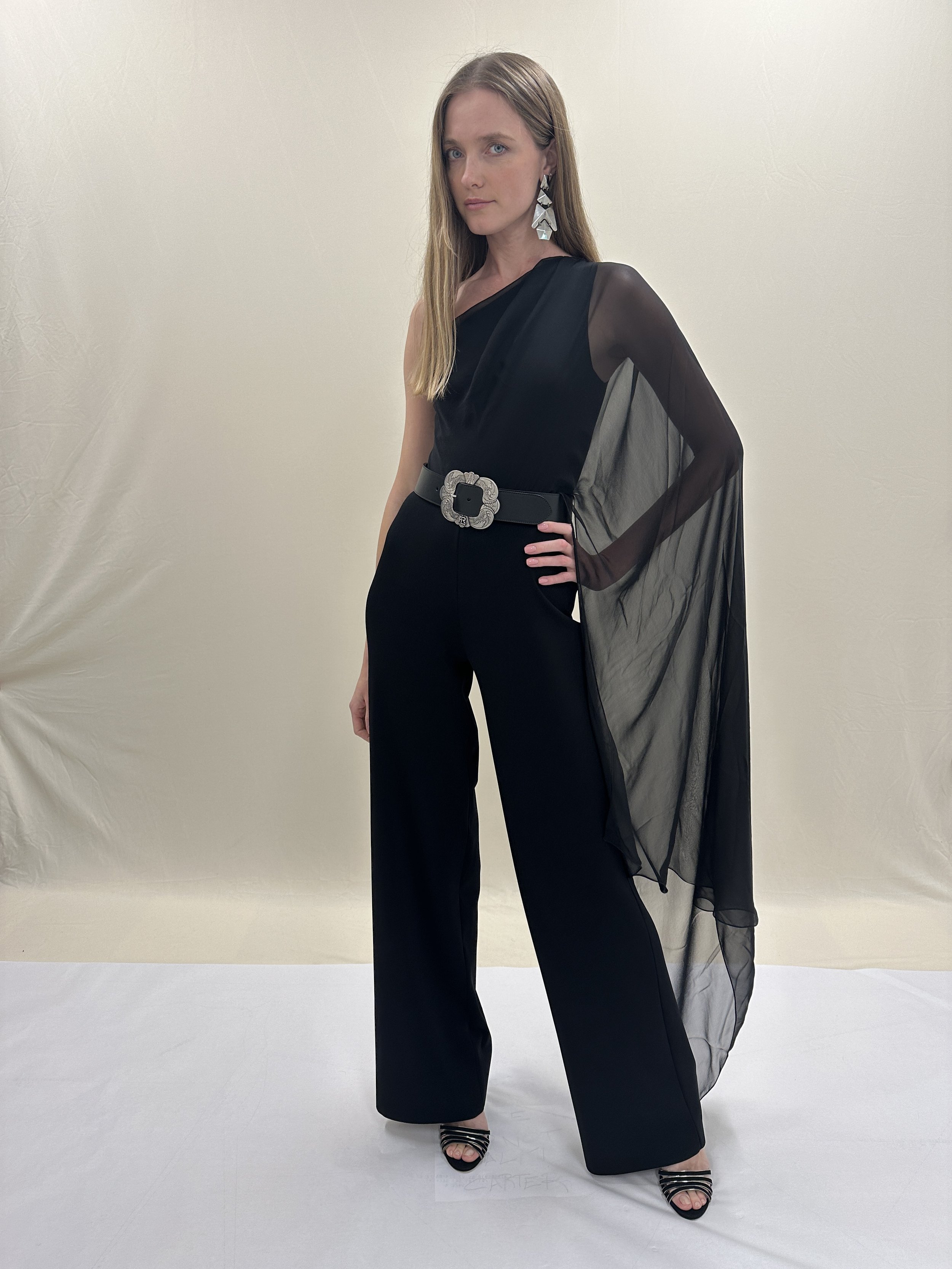 Pre fall 2024 - asymmetrical jumpsuit in sheer/compact viscose
